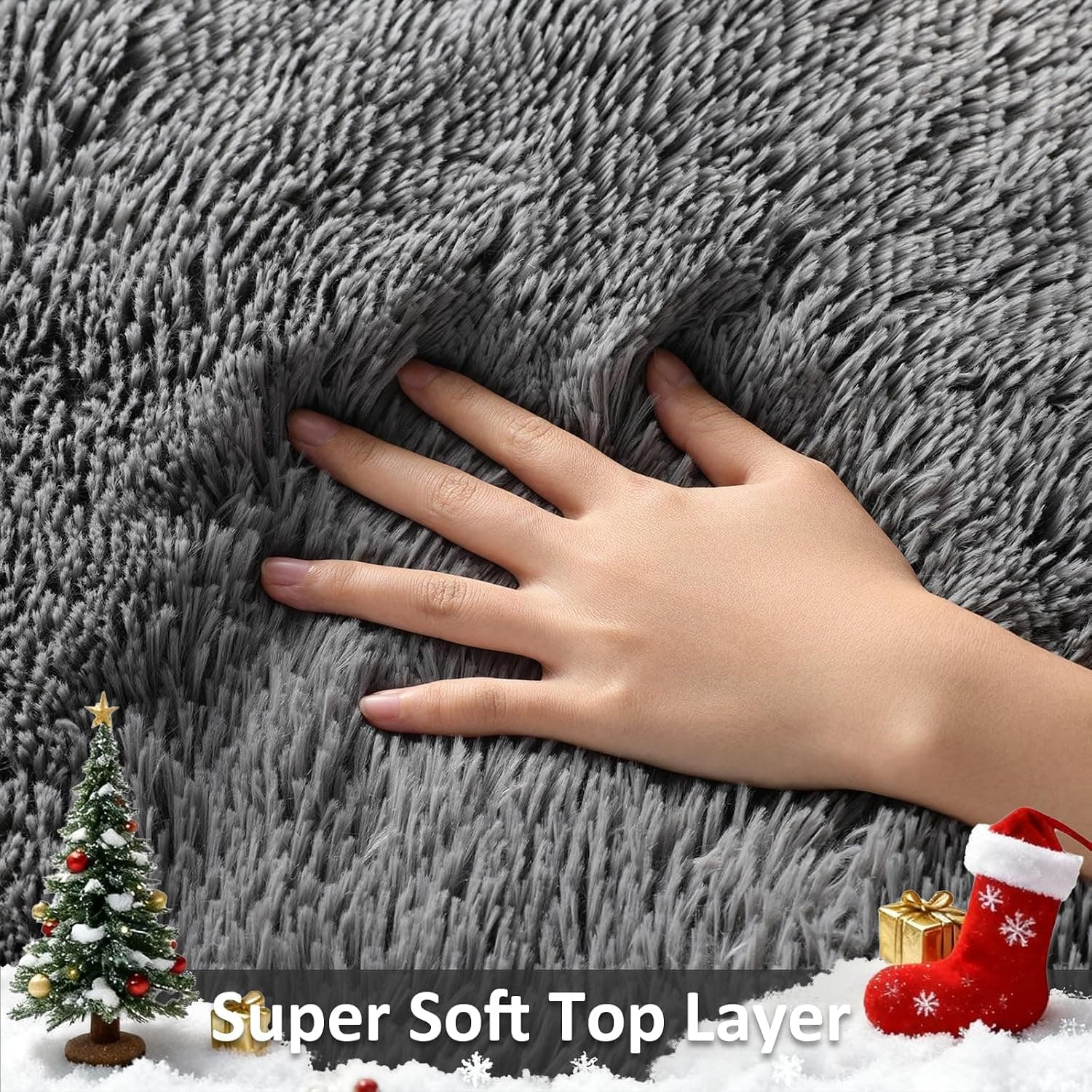 Ophanie Area Rugs for Living Room Bedroom, Washable Non-Slip Fluffy Soft Grey Shag Carpet, Indoor Floor Gray 4x6 Fuzzy Shaggy Living Room Plush Rug for Kids Home Dorm Decor Aesthetic