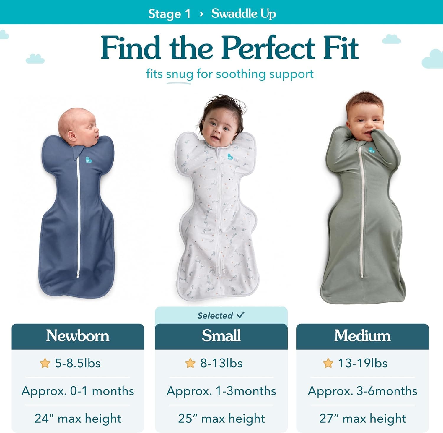 Love to Dream Swaddle UP, Baby Sleep Sack, Self-Soothing Swaddles for Newborns, Improves Sleep, Secure Fit Helps Calm Startle Reflex, New Born Essentials for Baby, Small 8-13lbs, Gray