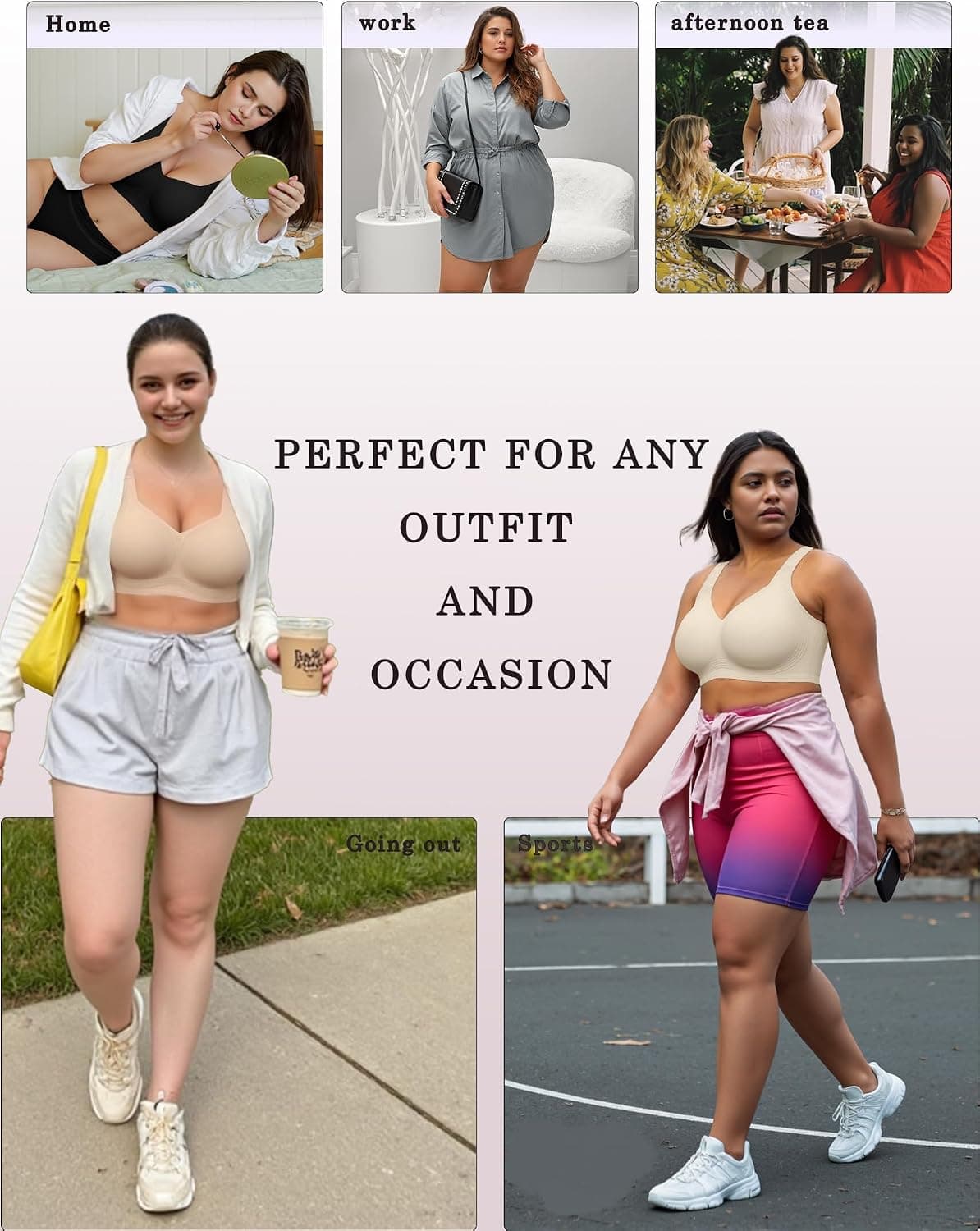 OEAK Womens Wireless Jelly Bras Plus Size Support Push Up Comfortable Bra | no underwire,full coverage,for large breast,minimizer bra,seamless,tshirt bras,everyday bra