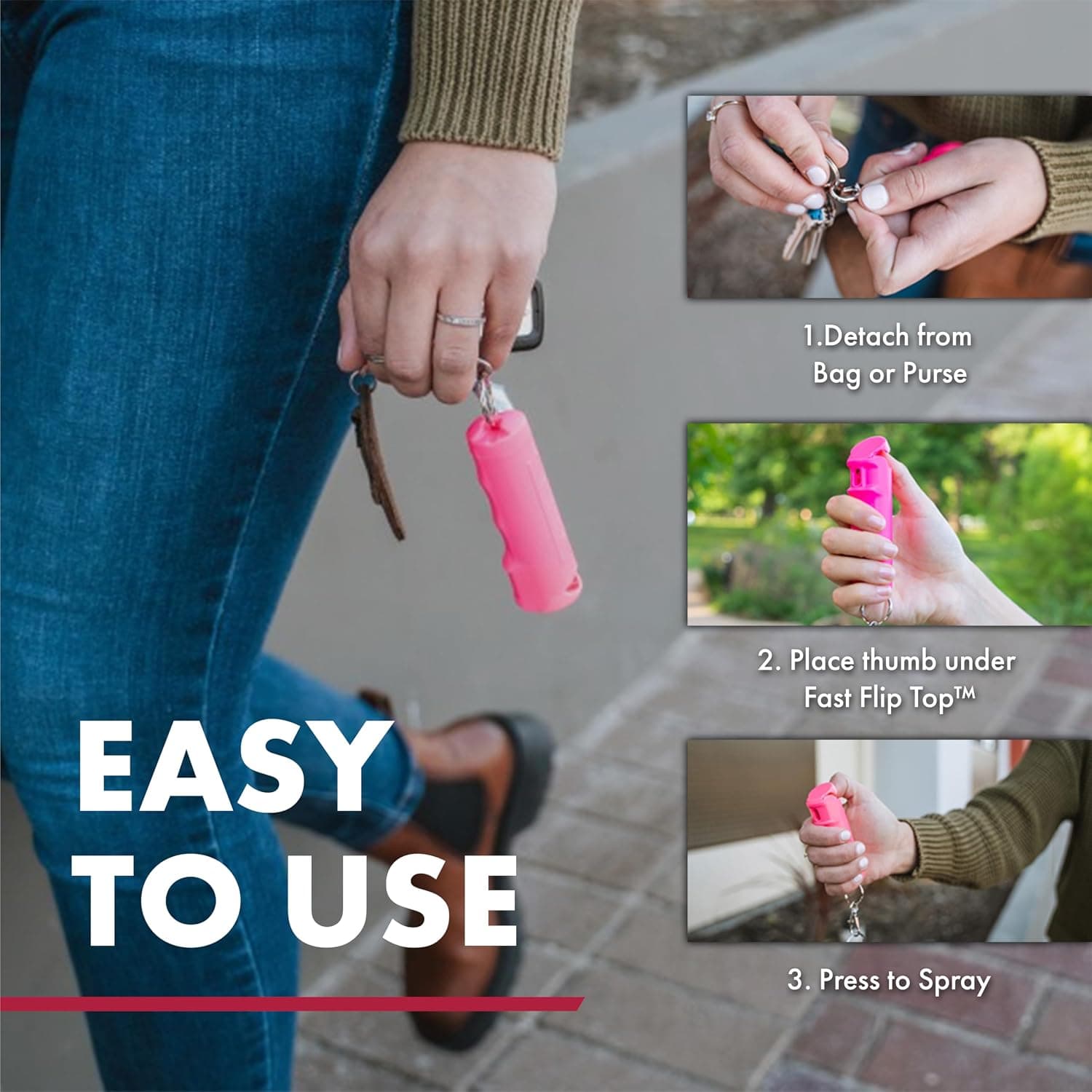 SABRE Pepper Spray & 2‑in‑1 Stun Gun with Flashlight Self Defense Kit – Fast Flip Top 10‑Second Safety Spray with Finger Grip & Keychain – Rechargeable Stun Gun, 1.60 µC Charge, 120‑Lumen LED Light