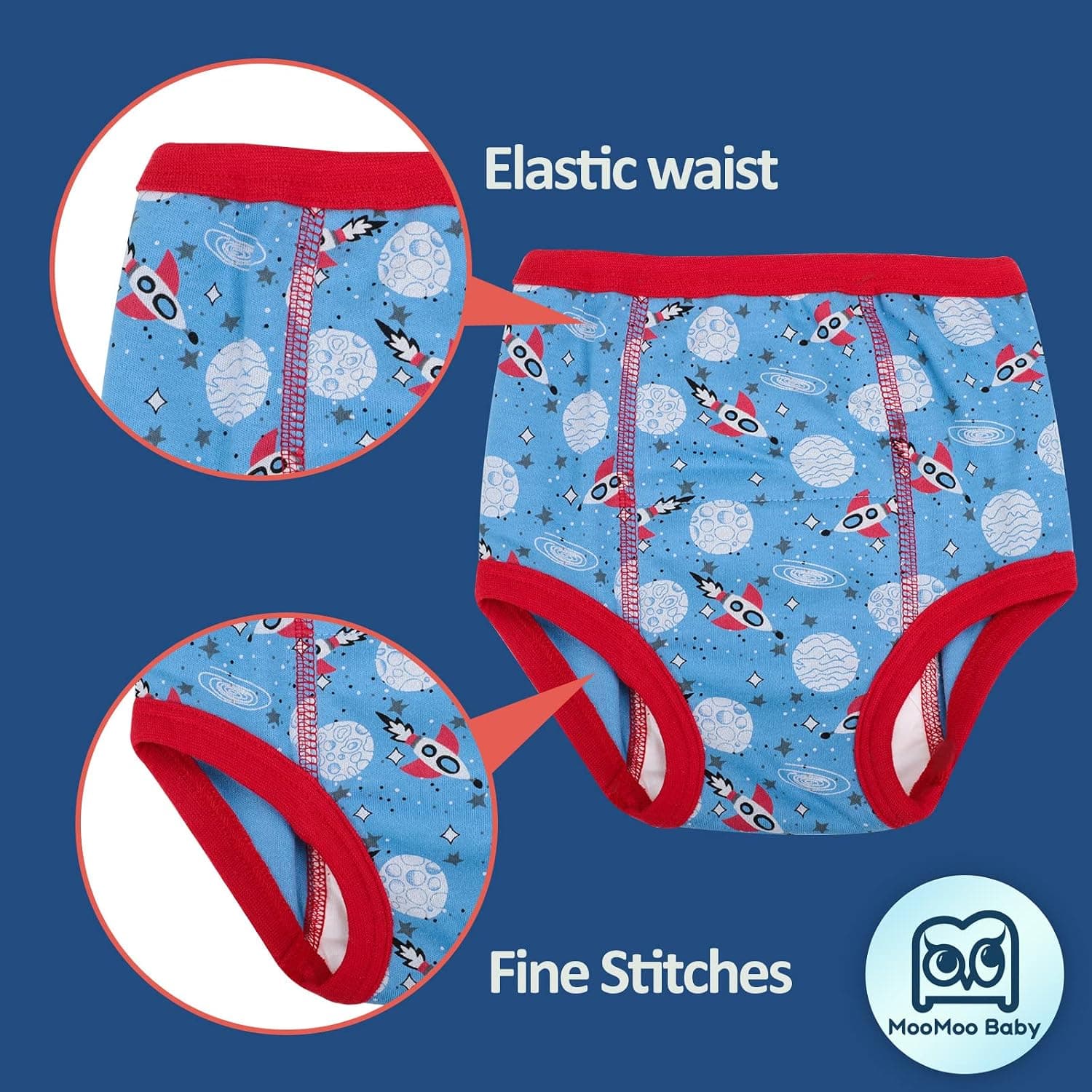 MooMoo Baby Potty Training Pants Cotton Training Underwear for Boy and Girl | OEKO-TEX, Absorbent Layers, Wetness Awareness, Easy Pull-On Fit, Washable & Reusable for Toddler Potty Training