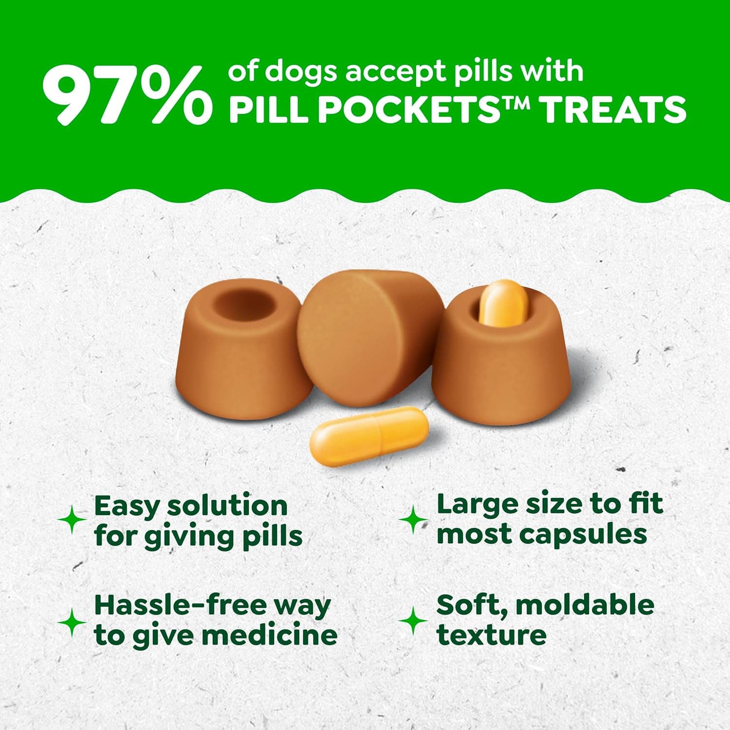 Greenies Pill Pockets Large Size Dog Treats, Peanut Butter, 15.8 oz | Vet-recommended, capsule size, low calorie, odor masking, stress- and mess-free medication experience