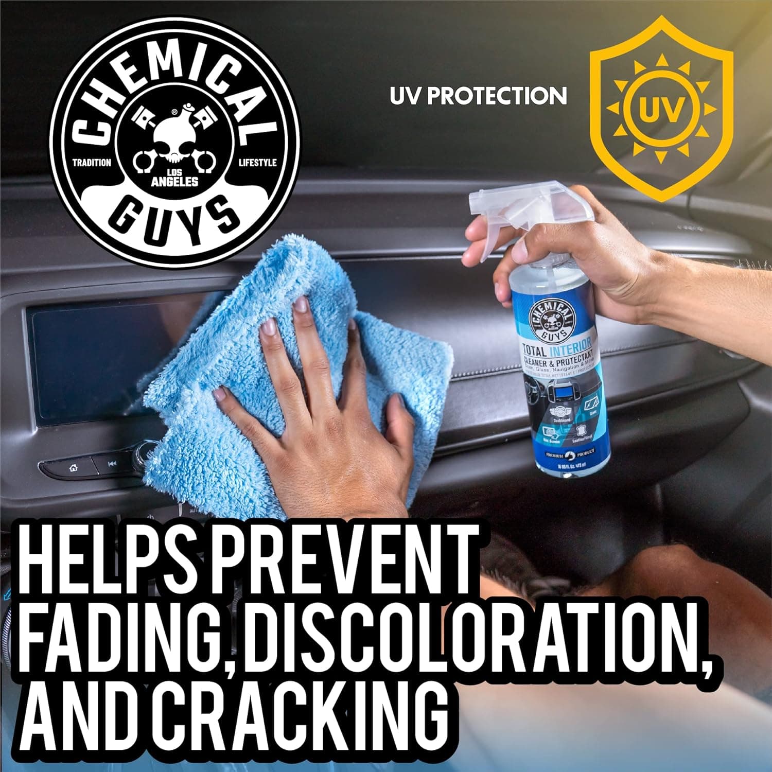 Chemical Guys, Total Interior Cleaner, Protectant & Car Detailer, 16 oz | Cleans dashboards, seats, door panels, trim and glass in one step, leaving a fresh, streak-free, factory-style look