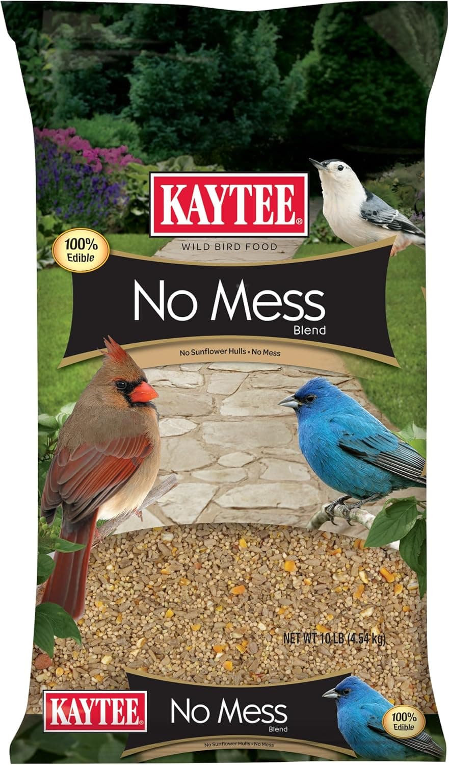 Kaytee Wild Bird No Mess Food Seed Blend for Cardinals, 10 Pound | Cleaner feeding. No mess bird seed. Shell-free, 100% edible, no grow bird seed