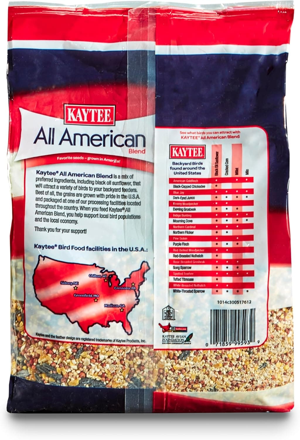 Kaytee All American Wild Bird Food Seed Blend for Cardinals, Blue Jays, Finches & Other Outdoor Wild Birds, 5 Pounds