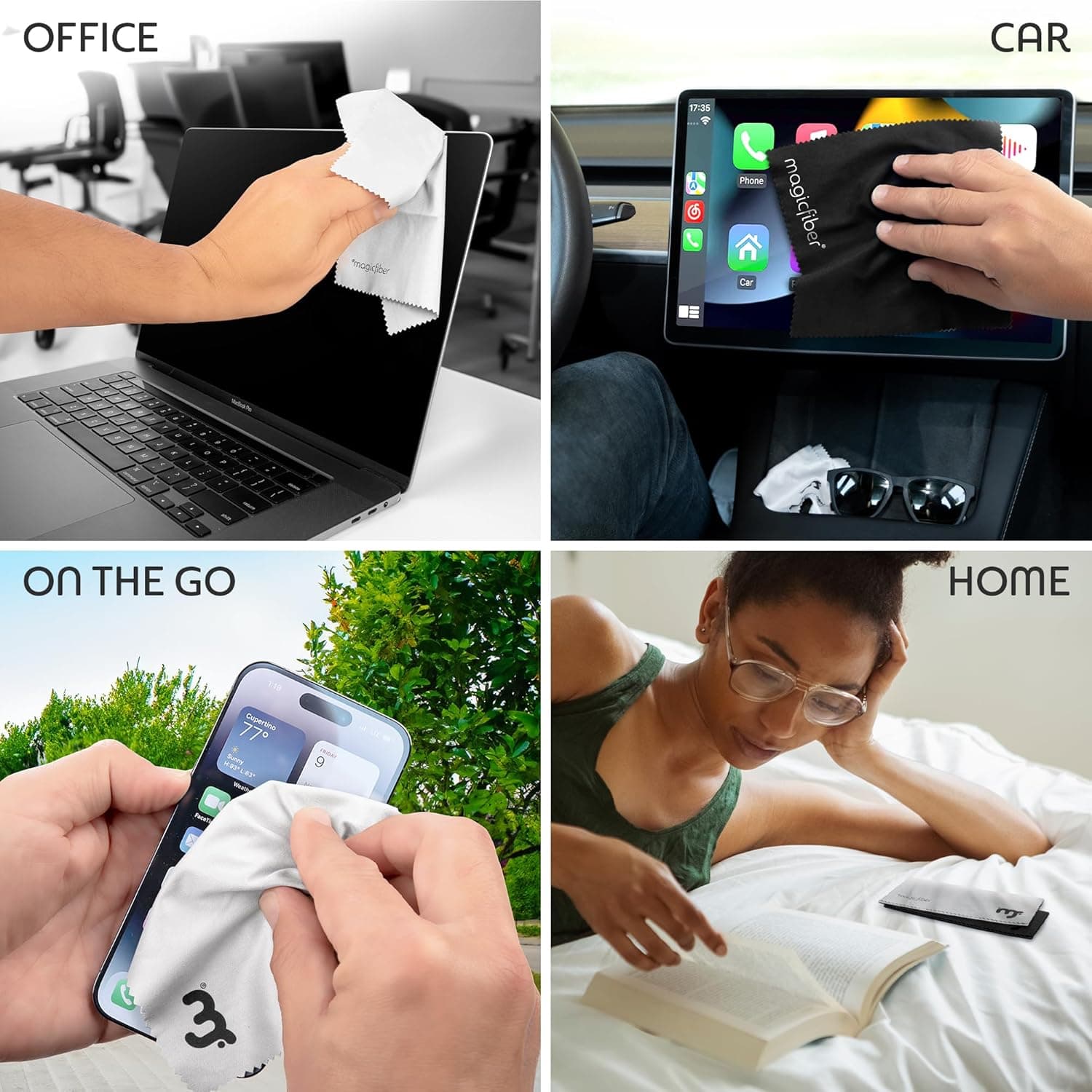 MagicFiber Microfiber Cleaning Cloth, Glasses Cleaner, Eyeglass Wipes, 6pk | Clean Eye Glasses, Lenses, Screens, Cameras, Sunglasses, Watches, Electronics, & More
