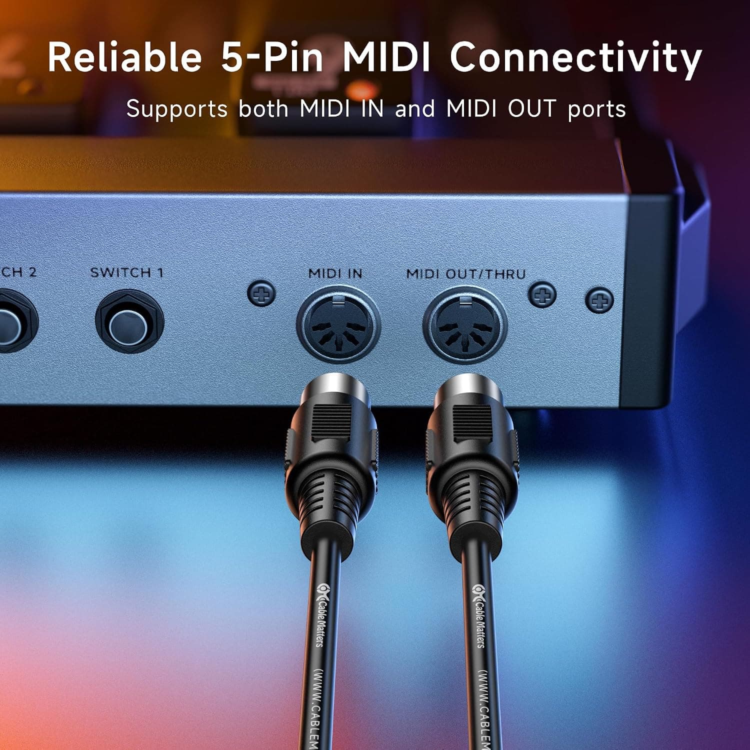Cable Matters 2-Pack 5 Pin DIN MIDI Cable, 5 Pin MIDI Cable, 6ft | For MIDI Keyboards and Controllers, 5-Pin DIN Male Connectors, Flexible PVC Jacket