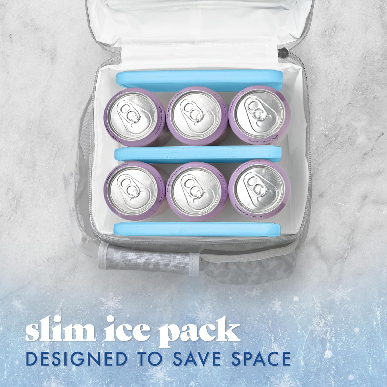 Cool Coolers by Fit & Fresh 4 Pack XL Slim Ice Packs, Quick Freeze Space Saving Reusable Ice Packs for Lunch Boxes or Coolers