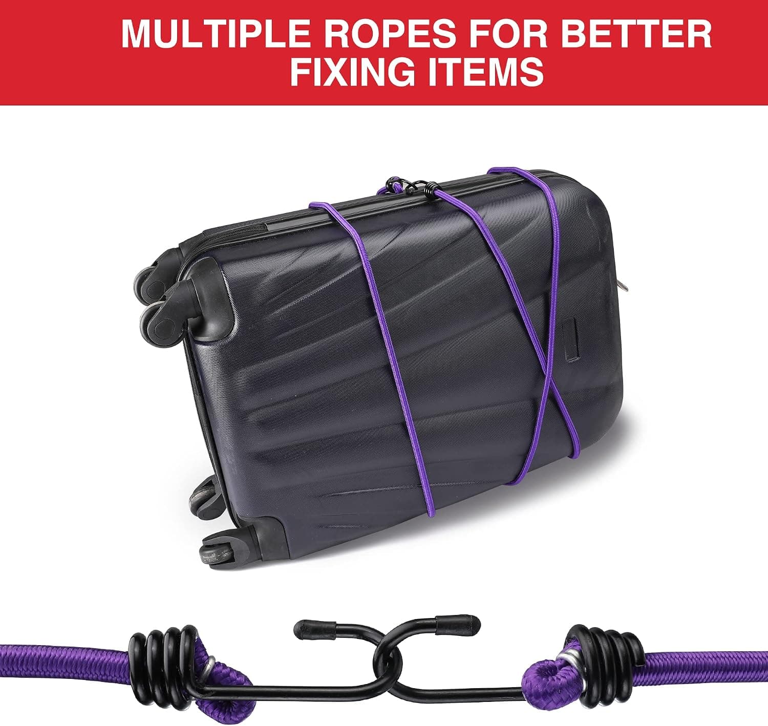 WORKPRO Bungee Cords with Hooks, Heavy Duty Outdoor Bungee Strap, 22-Piece | in a Storage Jar, 10", 18", 24", 30", 36", 48" Bungie Cord Bundle Assortment with Metal Hook, for Luggage, Cargo, Multi-Color