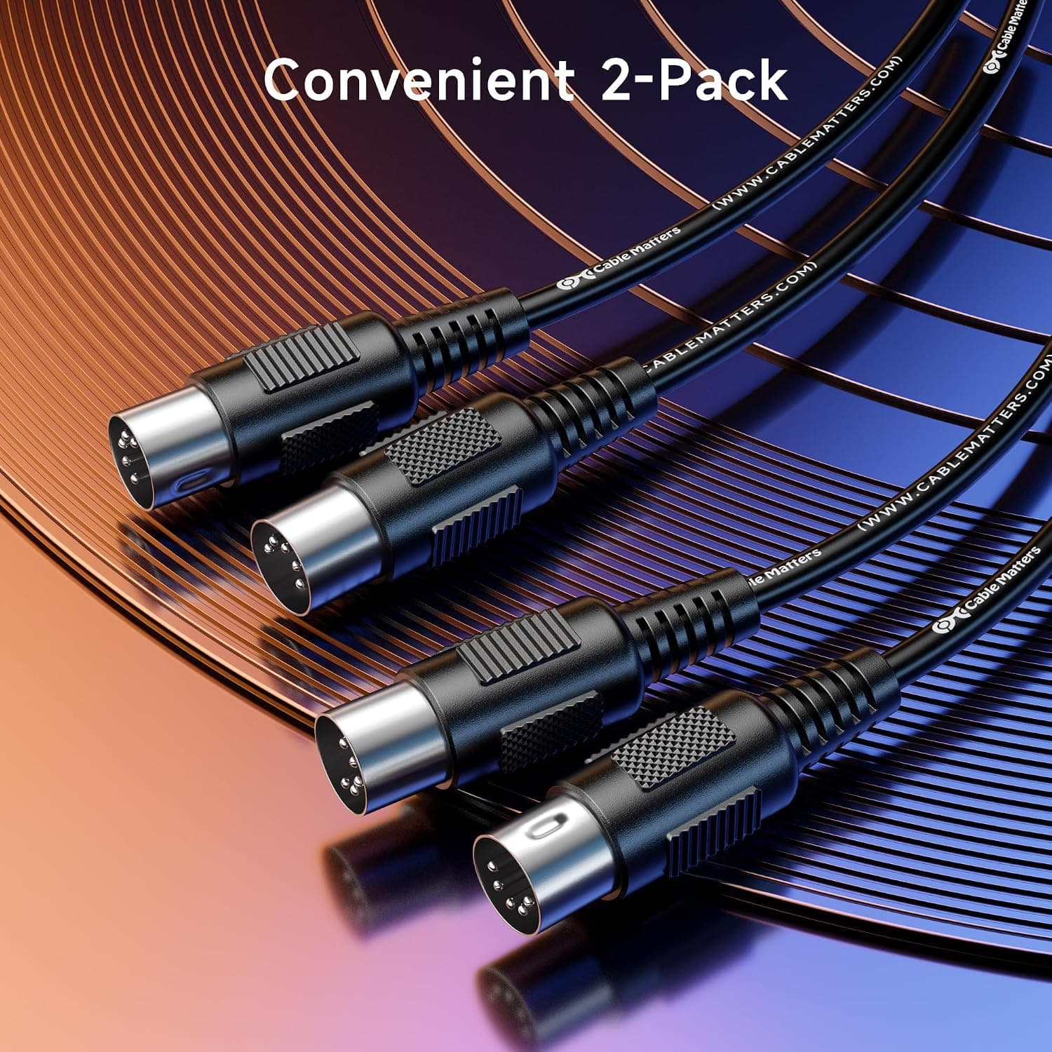 Cable Matters 2-Pack 5 Pin DIN MIDI Cable, 5 Pin MIDI Cable, 6ft | For MIDI Keyboards and Controllers, 5-Pin DIN Male Connectors, Flexible PVC Jacket
