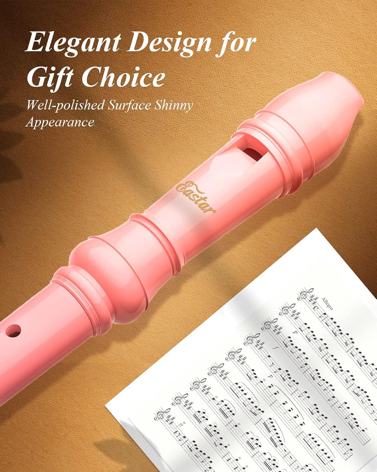 Eastar German C Soprano Recorder for Kids Beginners Kit, Pink, ERS-21GP
