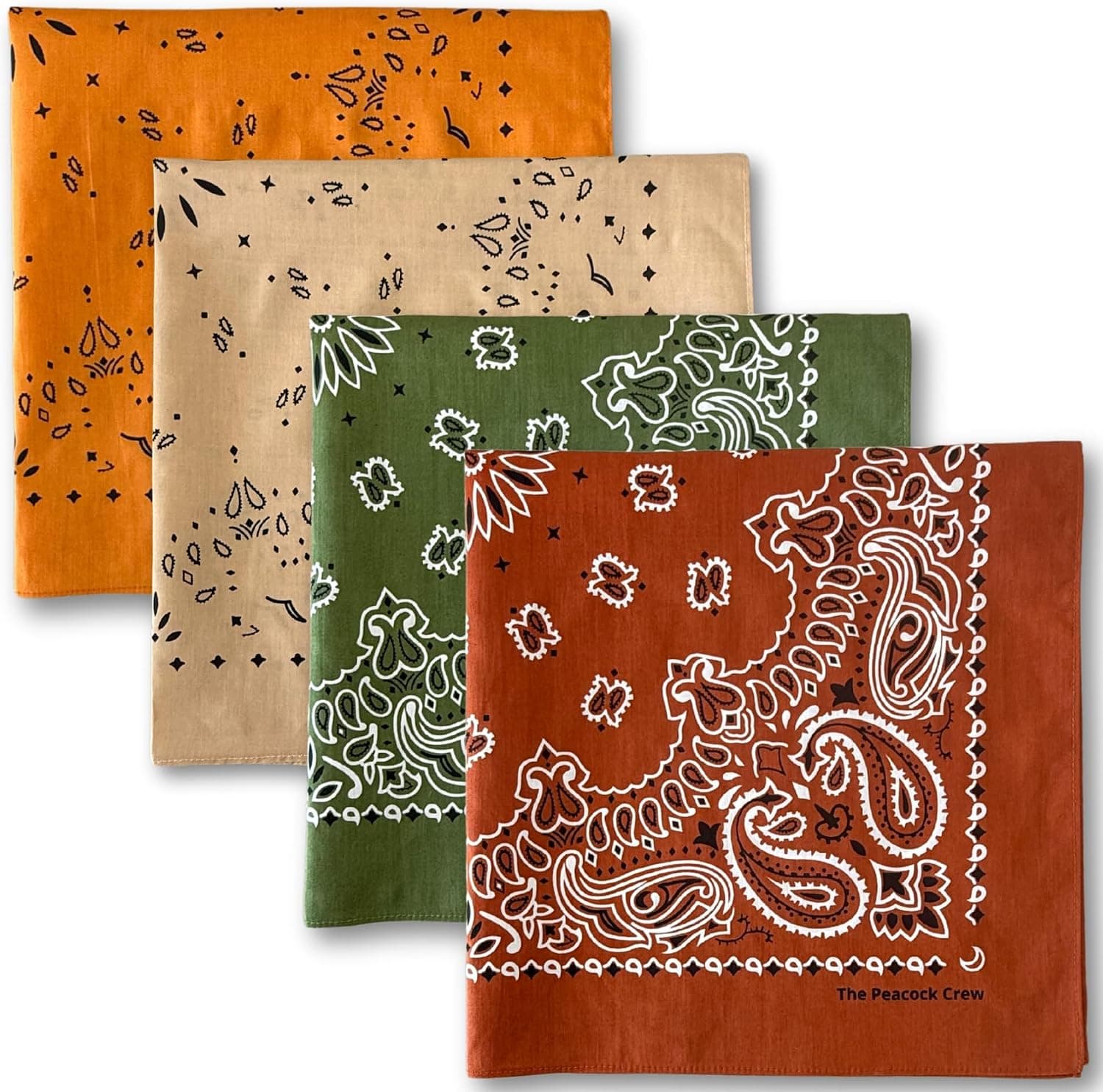 The Peacock Crew Premium Soft Cotton Bandanas Pack for Men and Women Paisley 22 x 22 inches