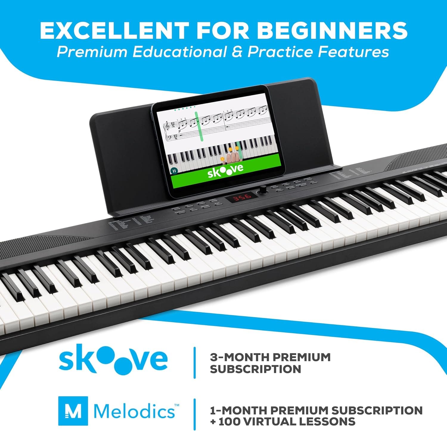 Alesis Recital Play 88-Key Piano Keyboard Bundle | Portable, 480 Voices, Split/Layer Modes, Includes Lessons, Stand, Sustain Pedal, Headphones, Carry Bag, for Beginners