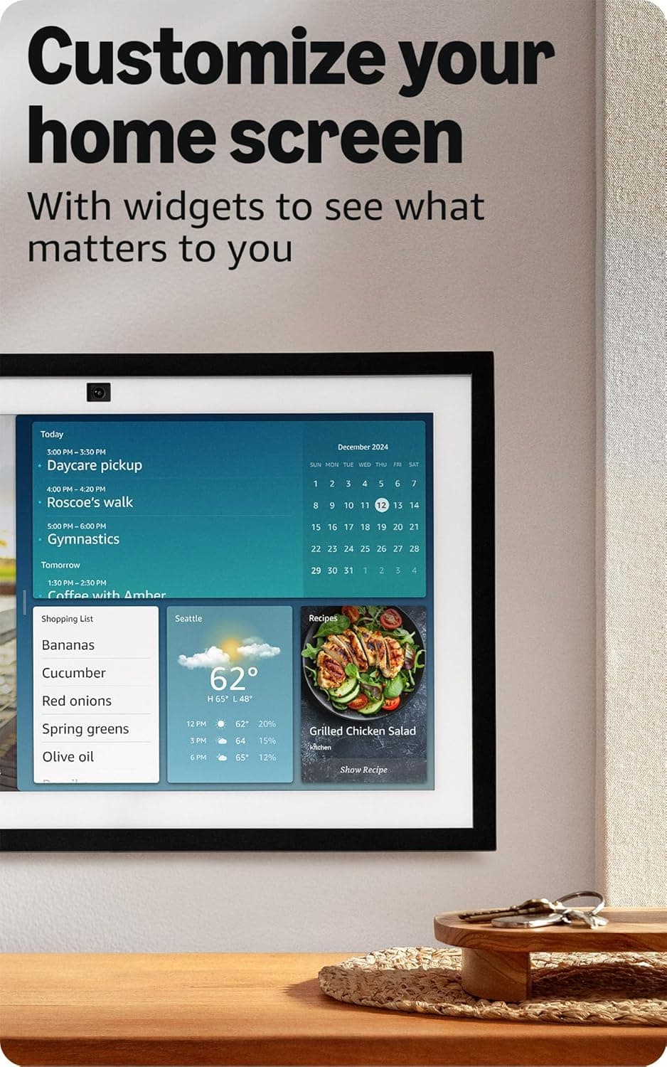 Amazon Echo Show 15 (newest model), Full HD 15.6" kitchen hub for home organization, with built-in Fire TV, Designed for Alexa+