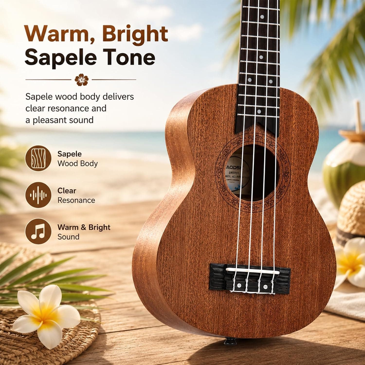 AODSK Soprano Ukulele for Beginner 21 Inch Ukelele Kit with Gig Bag StrapTuner Nylon String 4 Picks Cloth Online Lesson Holiday Gift