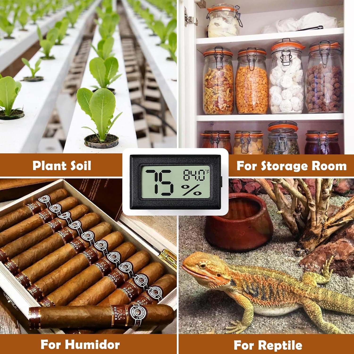 Reptile Thermometer and Humidity Gauge,2PCS Digital Hygrometer Adhesive Reptile Terrarium Hydrometer,Bearded Dragon Tank Accessories,Pet Humidity Meter Supplies for Leopard Crested Gecko,Snake,Lizard