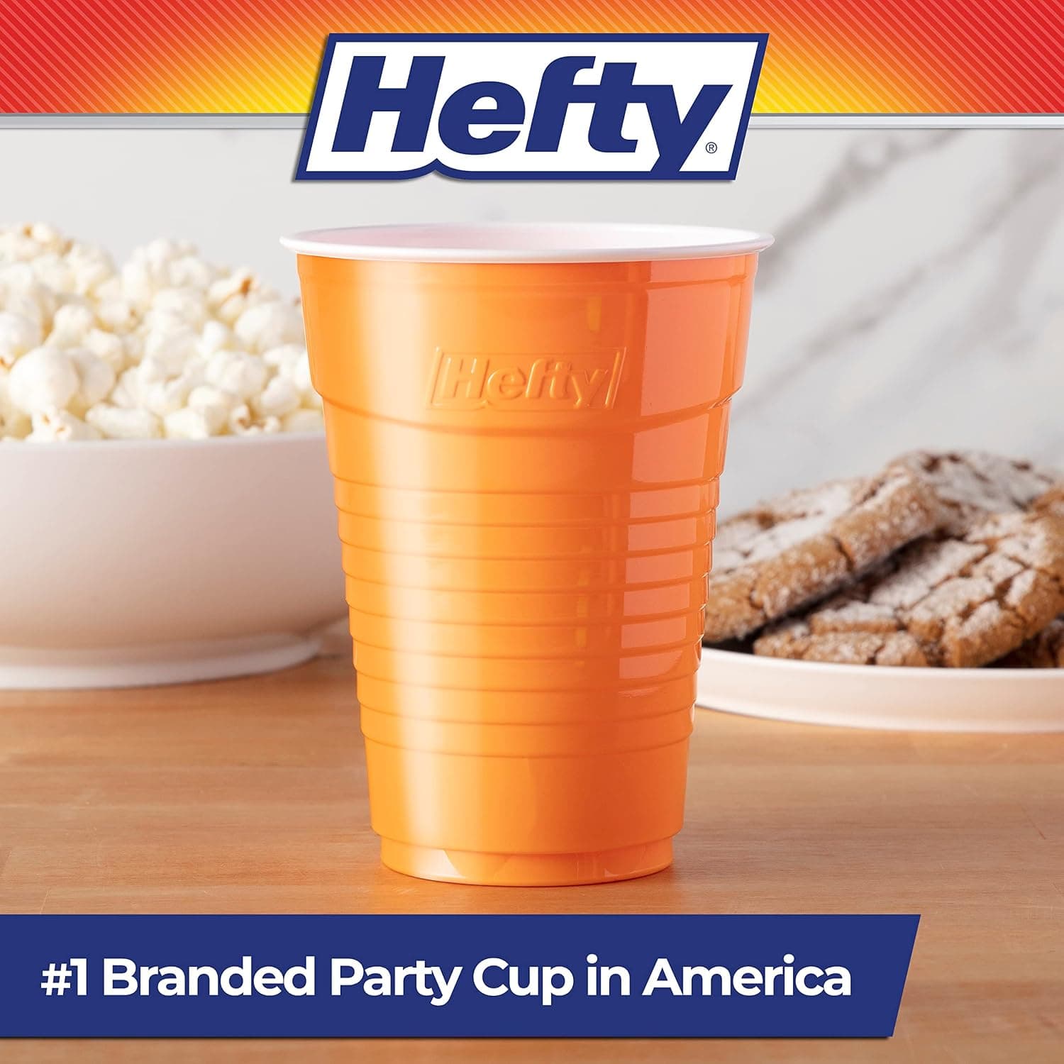 Hefty Party On Disposable Plastic Cups, Assorted, 16 Ounce, 100 Count | Bulk Pack, Disposable Plastic Cups for Parties, 4 Fun Colors, Easy-to-Grip Design, Ideal for Large Tailgates, BBQs, Birthdays