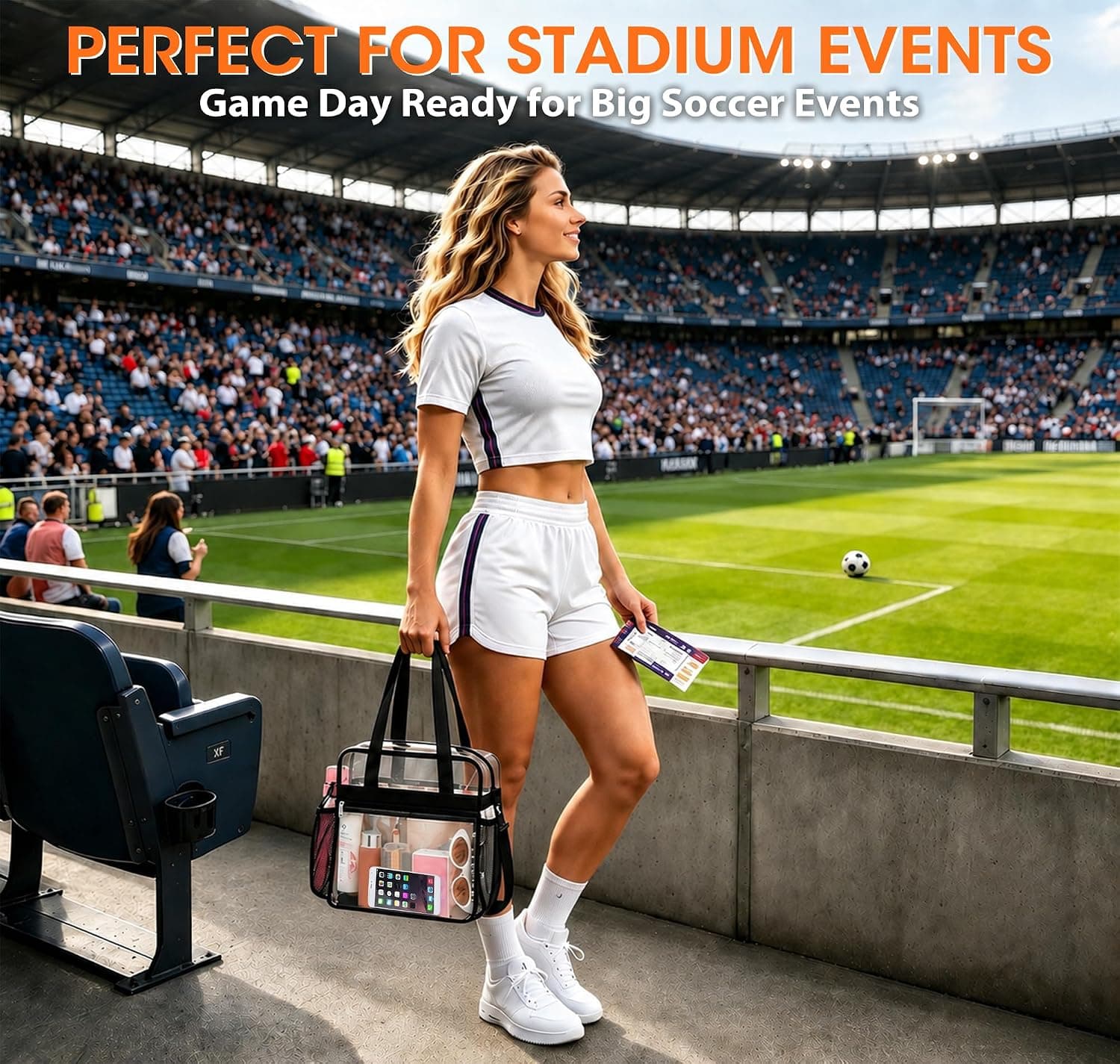 Oraben Clear Tote Bag Clear Bag Stadium Approved 12x6x12 Stadium Bag for Work, Sports Games,Gym