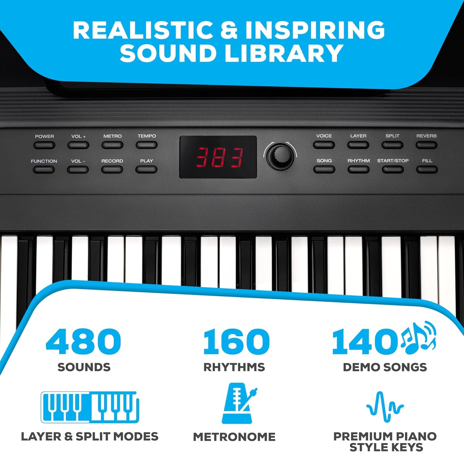 Alesis Recital Play 88-Key Piano Keyboard Bundle | Portable, 480 Voices, Split/Layer Modes, Includes Lessons, Stand, Sustain Pedal, Headphones, Carry Bag, for Beginners