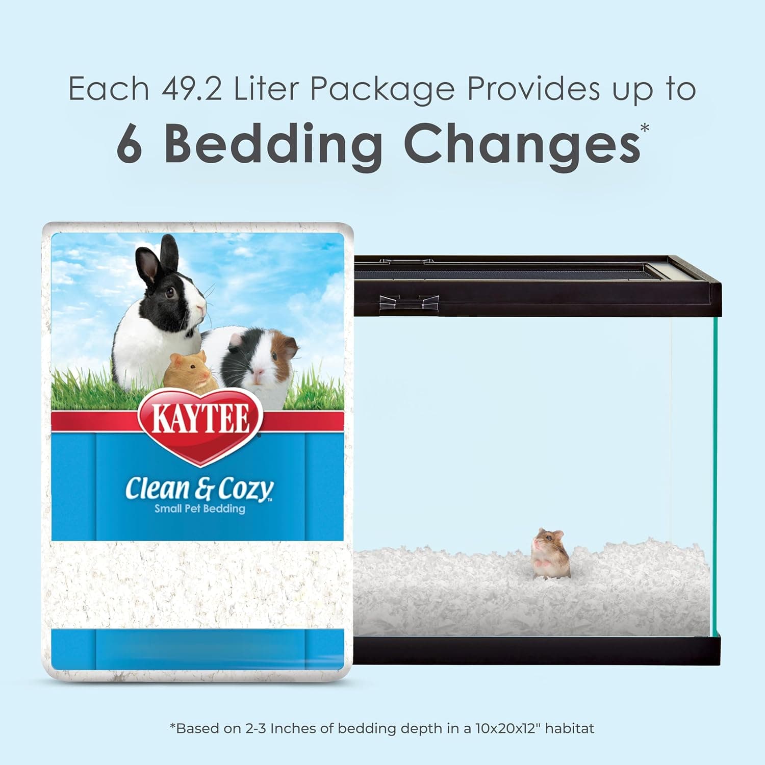 Kaytee Clean & Cozy White Paper Bedding, Made for Small Animals, 49.2 Liters