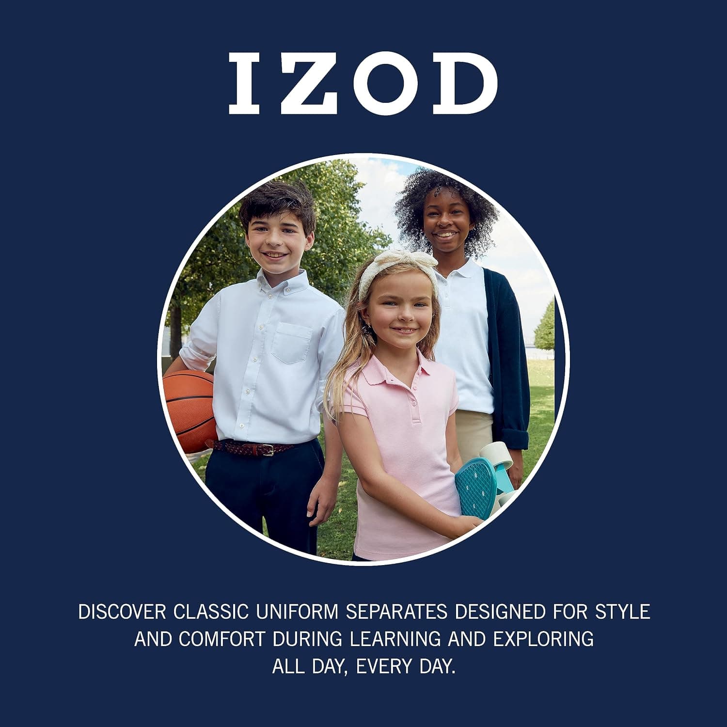 Izod Girls' School Uniform Pull-on Scooter Skirt with Undershorts, Knit Waistband & Functional Pockets, Wrinkle Resistant