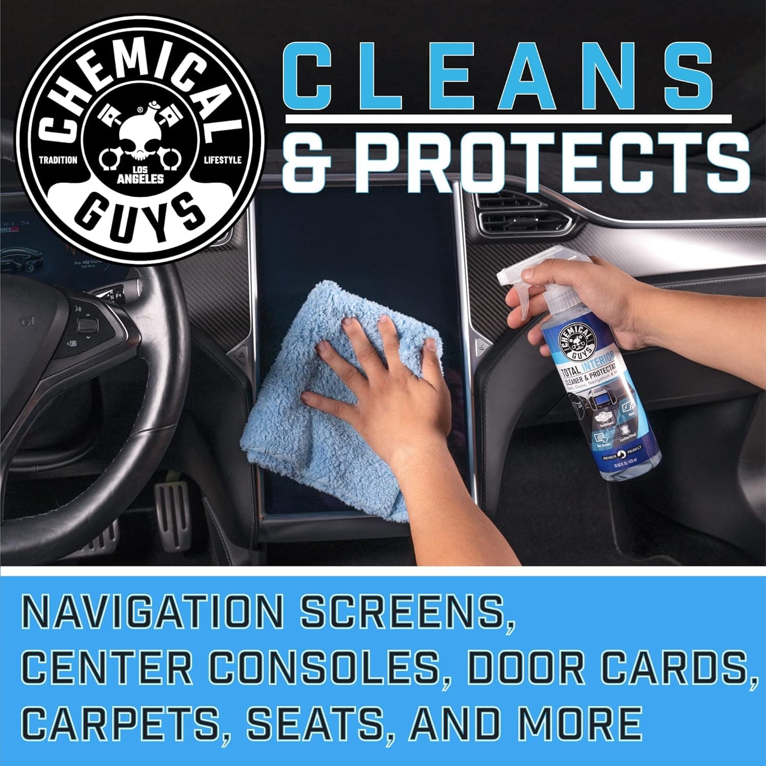 Chemical Guys, Total Interior Cleaner, Protectant & Car Detailer, 16 oz | Cleans dashboards, seats, door panels, trim and glass in one step, leaving a fresh, streak-free, factory-style look