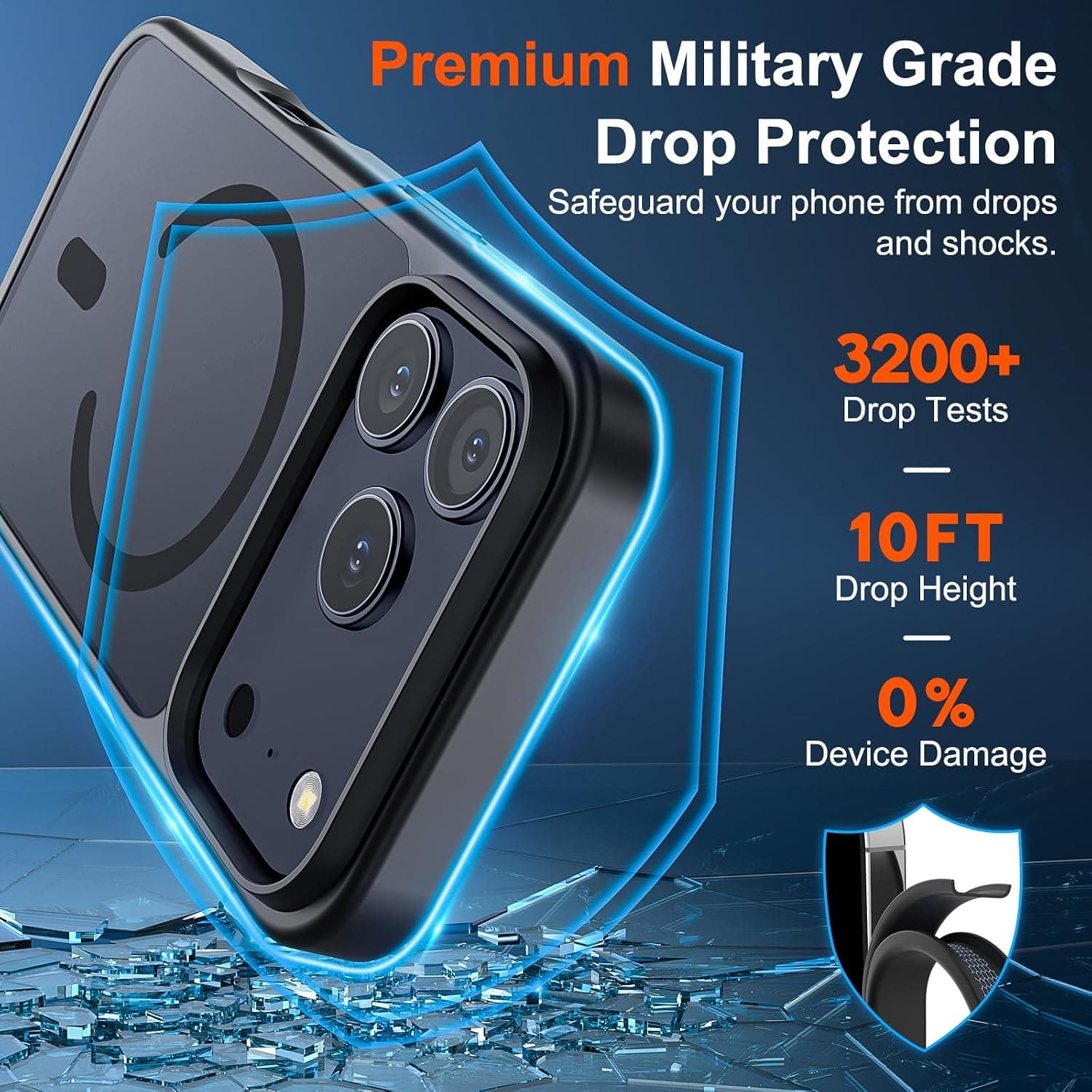 SUPFINE Magnetic for iPhone 17 Pro Max Case Black | With Screen Protector, Translucent Matte, Compatible with MagSafe, Military Grade Drop Proof, Rugged Shockproof Protective