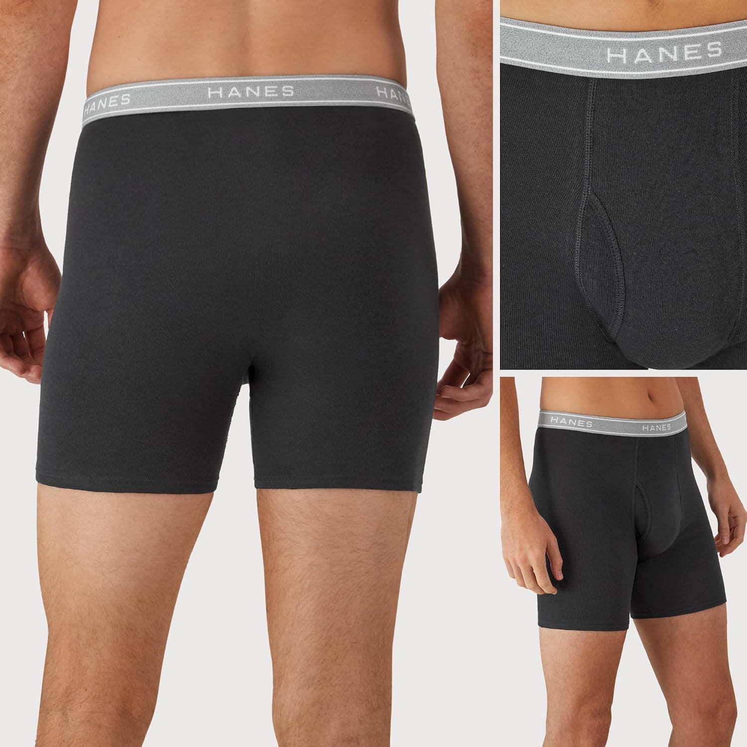 Hanes mens Underwear Boxer Briefs Pack, Cool & Breathable Cotton Moisture-wicking Underwear for Men, No Ride Up