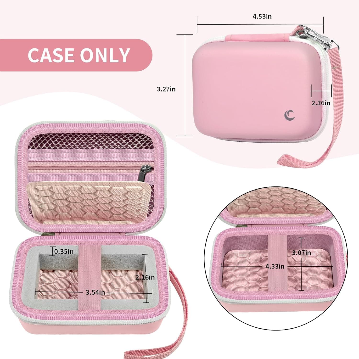 Comecase Digital Camera Case for Kodak PIXPRO FZ55/FZ45/ for CAMKORY, Pink | Hard Case for Lecran/ for VAHOIALD and More, Mesh Pocket&Wrist Strap, Compact for Travel, School and Daily Storage. Case only