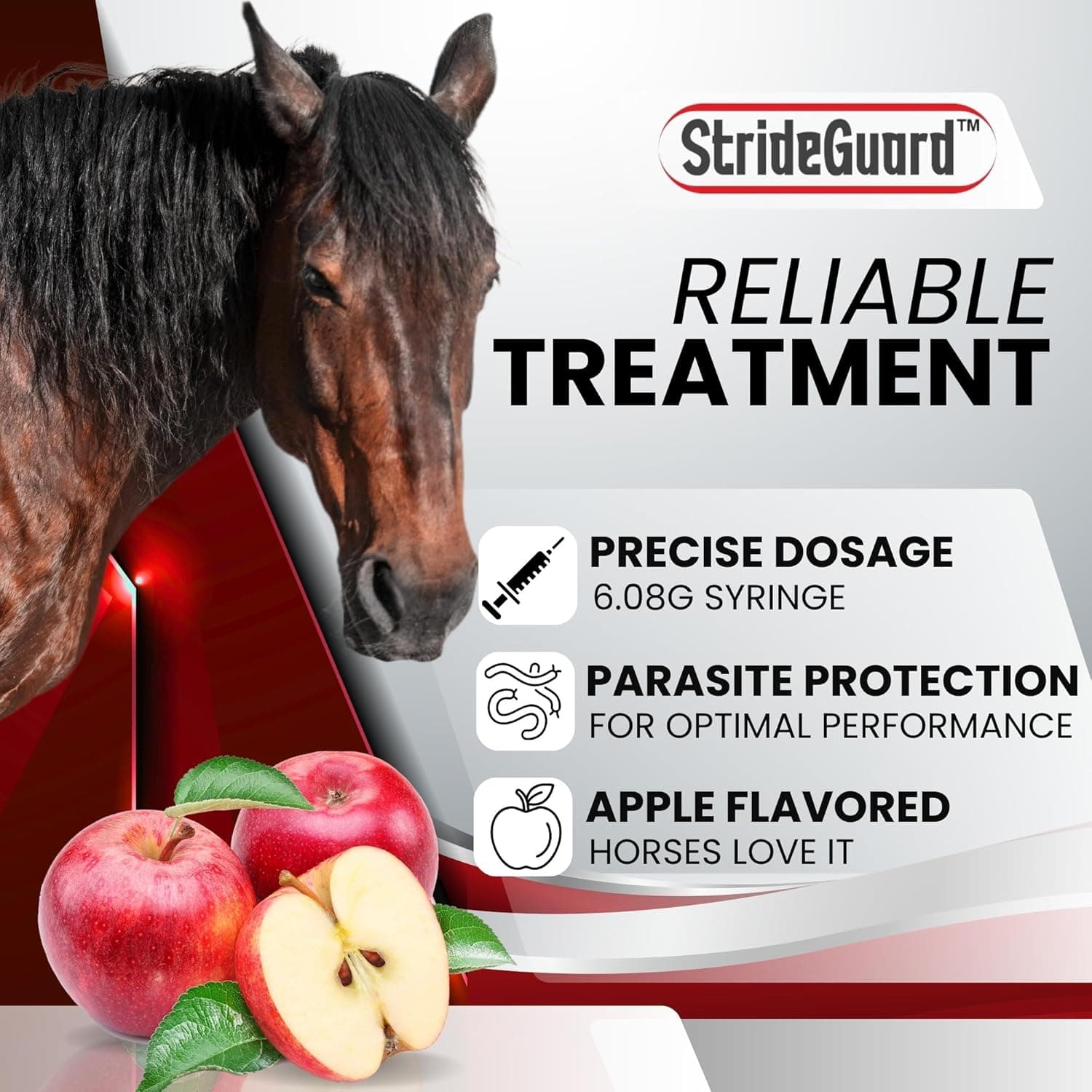 Horse Ivermectin Paste 1.87% – Apple Flavored Oral Horse Dewormer Syringe – 6.08g Tube Treats Horses Up to 1,250 lbs [Pack-1]