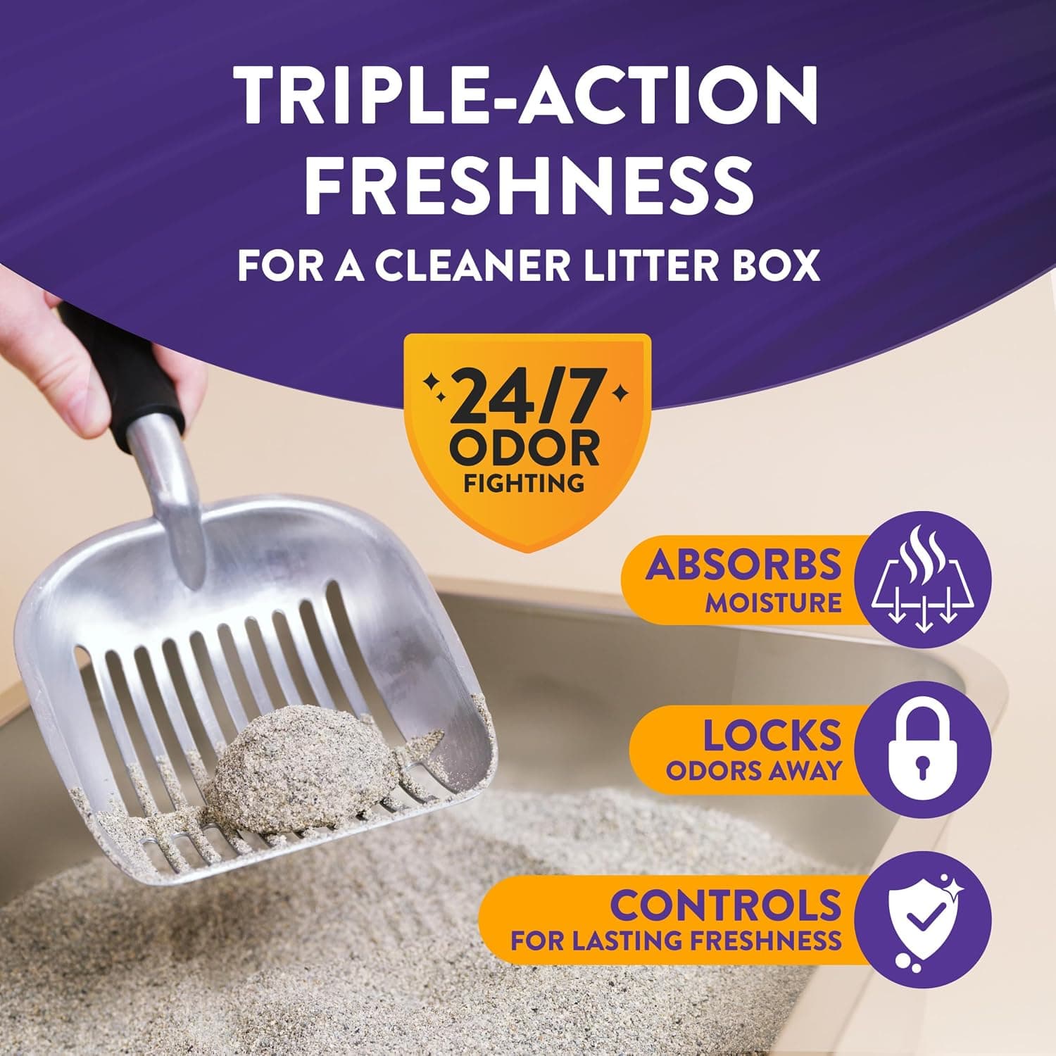 ARM & HAMMER Slide Platinum Easy Clean-Up Clumping Cat Litter, 18 lbs | 24/7 Odor Control, Triple-Action Freshness, Non-Stick, Easy Clean Up, Low Tracking, Multi-Cat Formula, Scented
