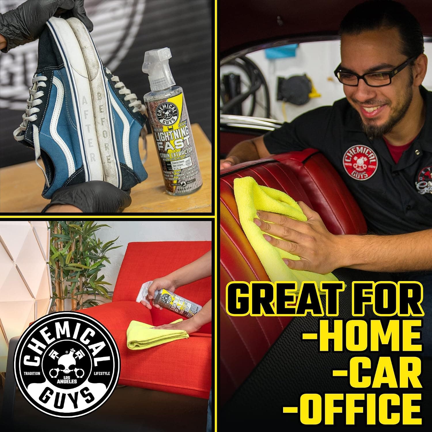 Chemical Guys, Lightning Fast Carpet & Upholstery Stain Extractor, 16 oz | Tackles coffee, soda, wine and pet messes on carpet, seats and mats, just spray, agitate and blot for a clean look.