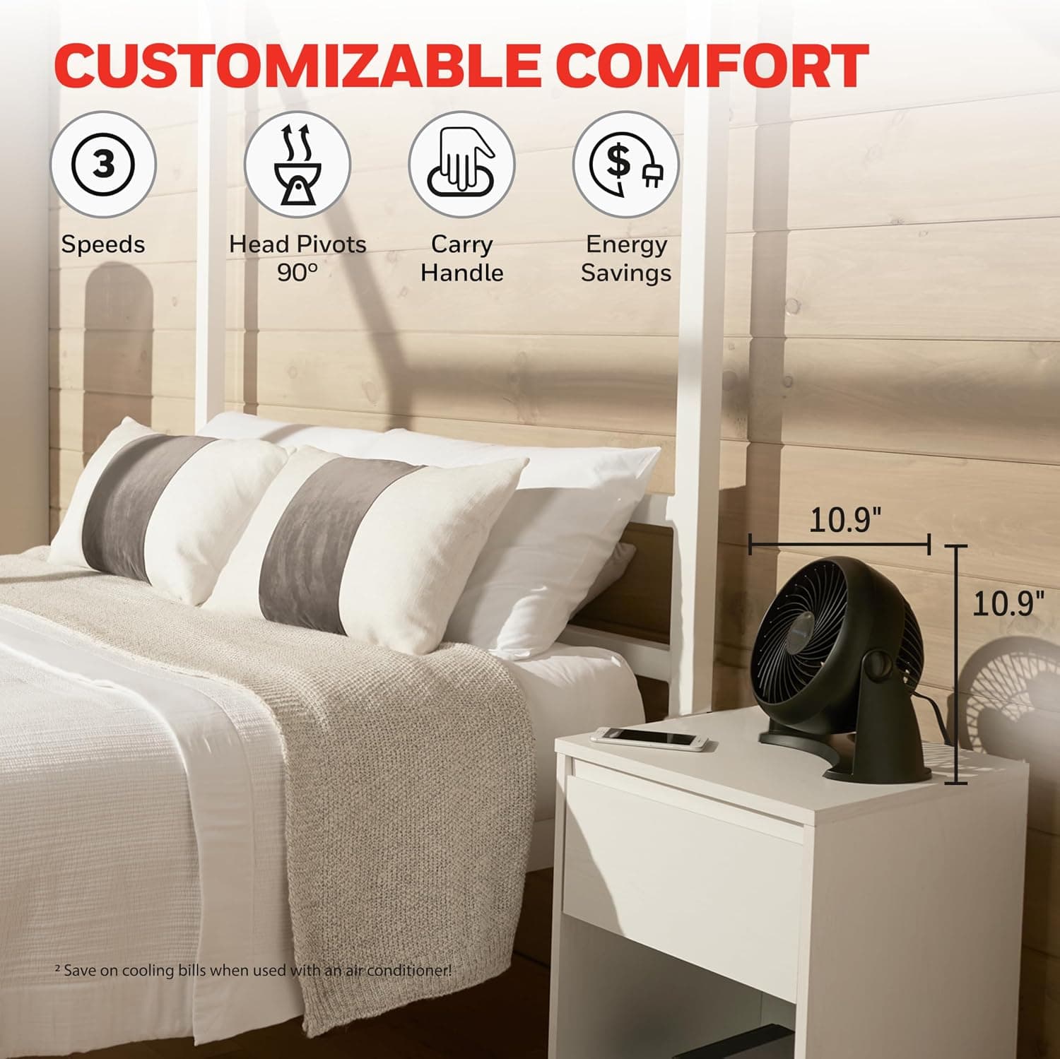 Honeywell TurboForce Air Circulator, Small Tabletop Fan, Quiet Personal Fan for Home or Office, 3 Speeds, 90 Degree Pivoting Head, Black, HT900 | Quiet Personal Fan for Home or Office, 3 Speeds, 90 Degree Pivoting Head