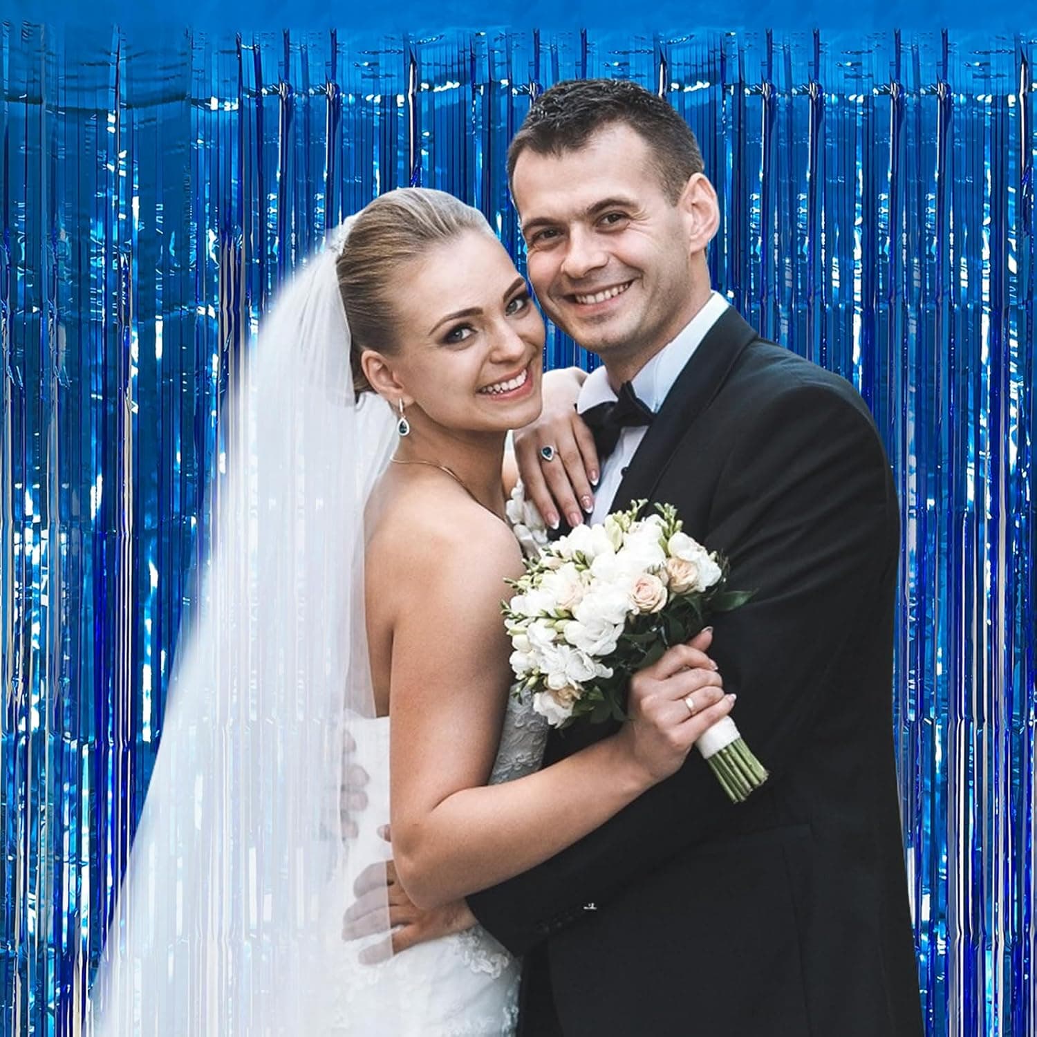 2 Pack Blue Party Decorations Ocean Party Decor Supplies Blue Party Streamers Birthday Decorations Tinsel Foil Fringe Curtains Photo Booth Props Celebration Decorations
