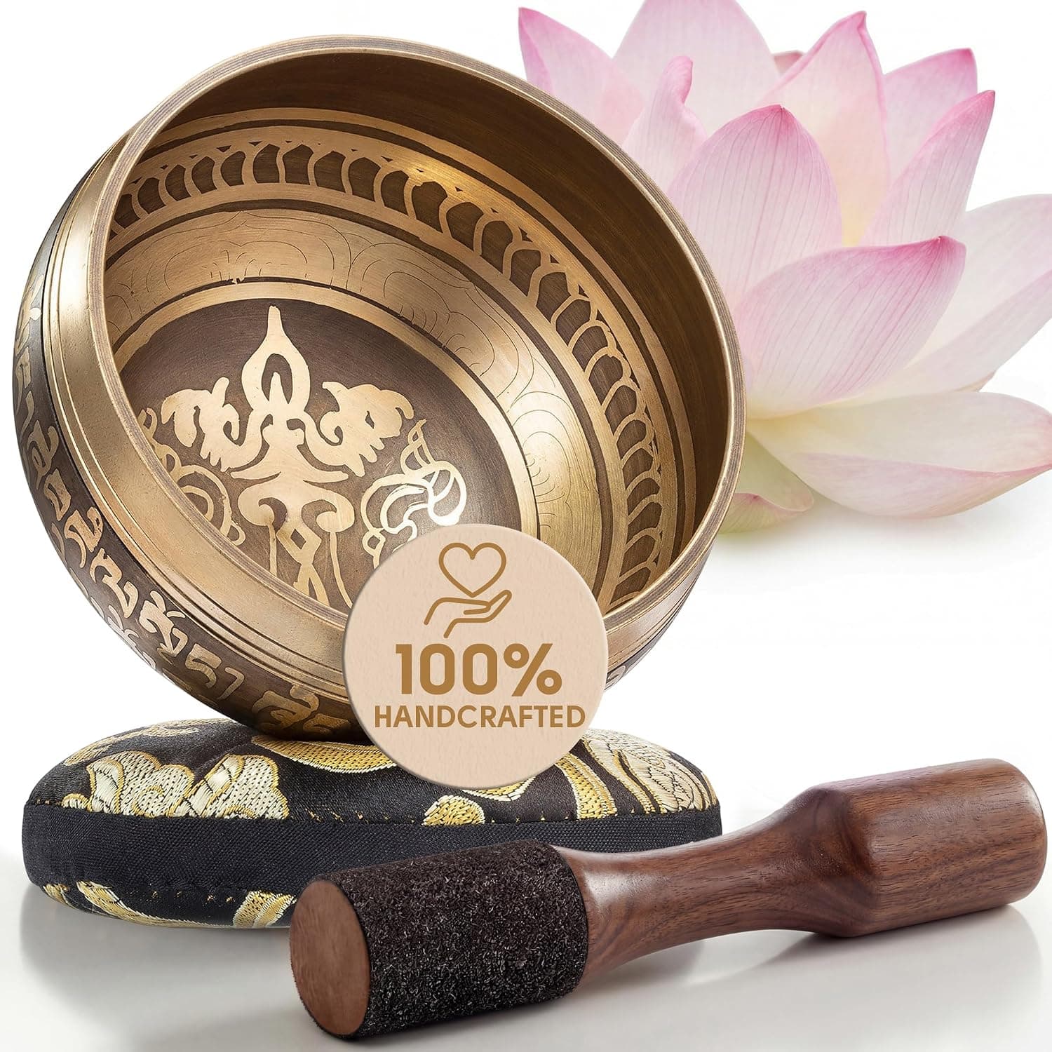 Tibetan Singing Bowl Set – Easy to Play & Beginner Friendly Meditation Bowl with Cushion & Mallet | Stress Relief & Mindfulness | Gift-Ready