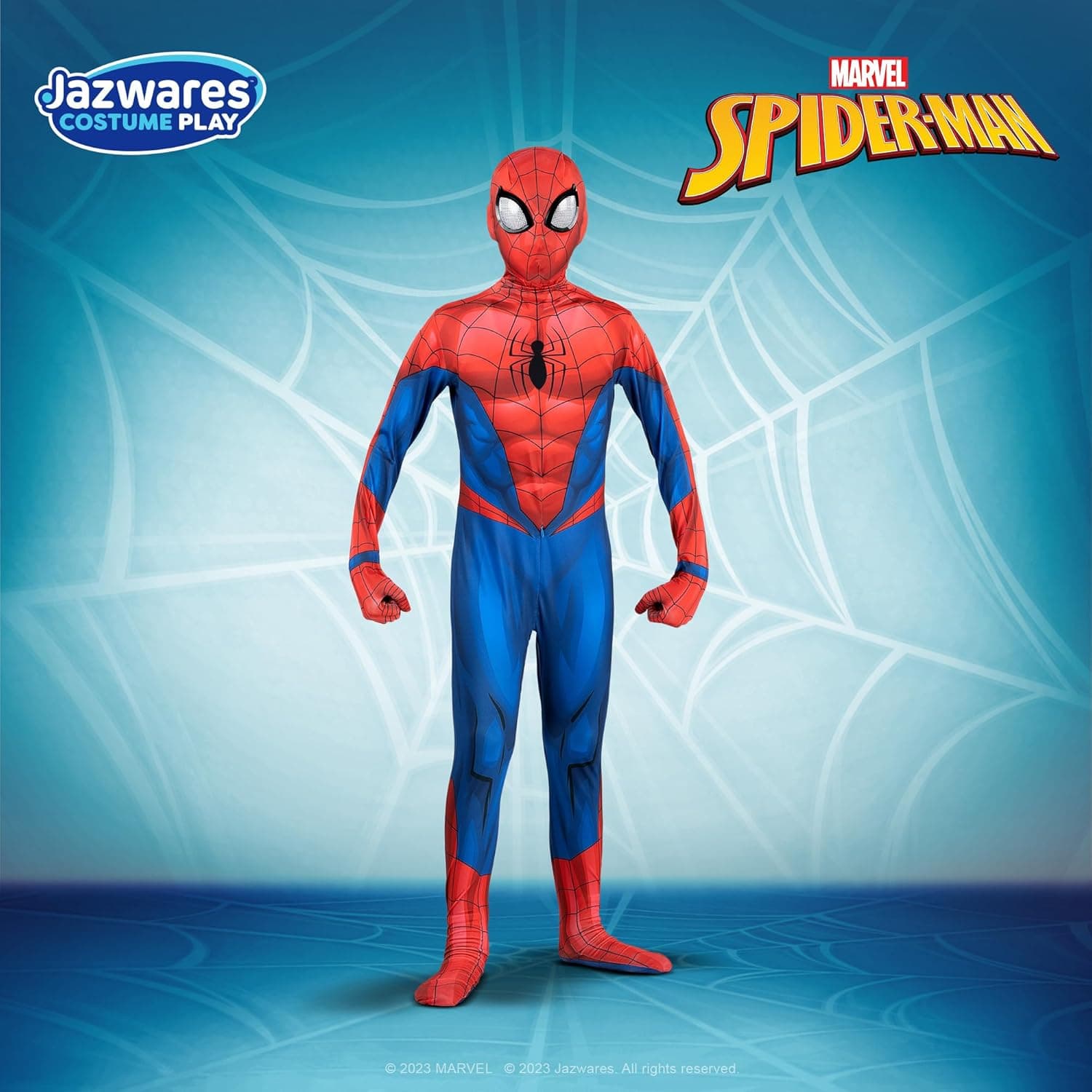 Marvel Spider-Man Official Youth Deluxe Zentai Costume - Deluxe Two-Way Stretch Spandex with Invisible Zippers and Wrist Openings for Added Convenience (S)