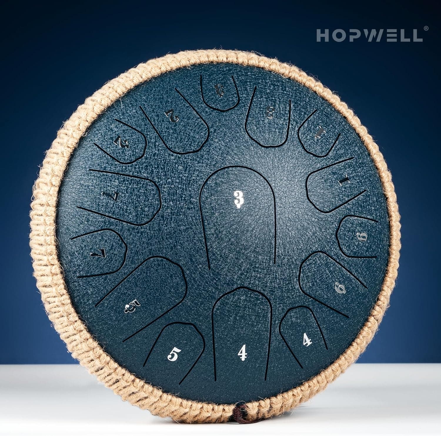 HOPWELL Steel Tongue Drum - 13 Inches 15 Notes Tongue Drum - Hand Pan Drum with Music Book, Handpan Drums Mallets and Carry Bag, D Major (Navy Blue)