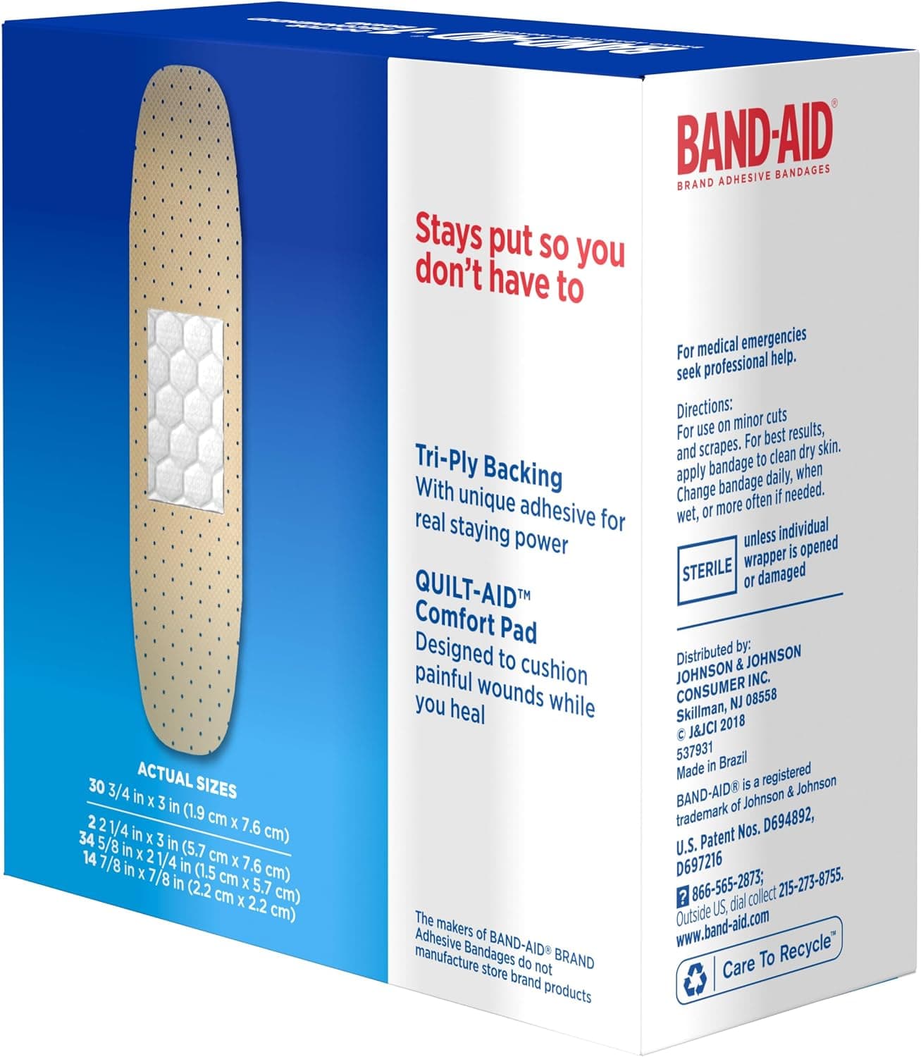BAND-AID Brand Tru-Stay Sheer Adhesive Bandages, Assorted Sizes, 80 Count | Dependable Lightweight Protection, Sterile Wound Care for Minor Cuts & Scrapes, First Aid Kit Essential, Flexible Comfort