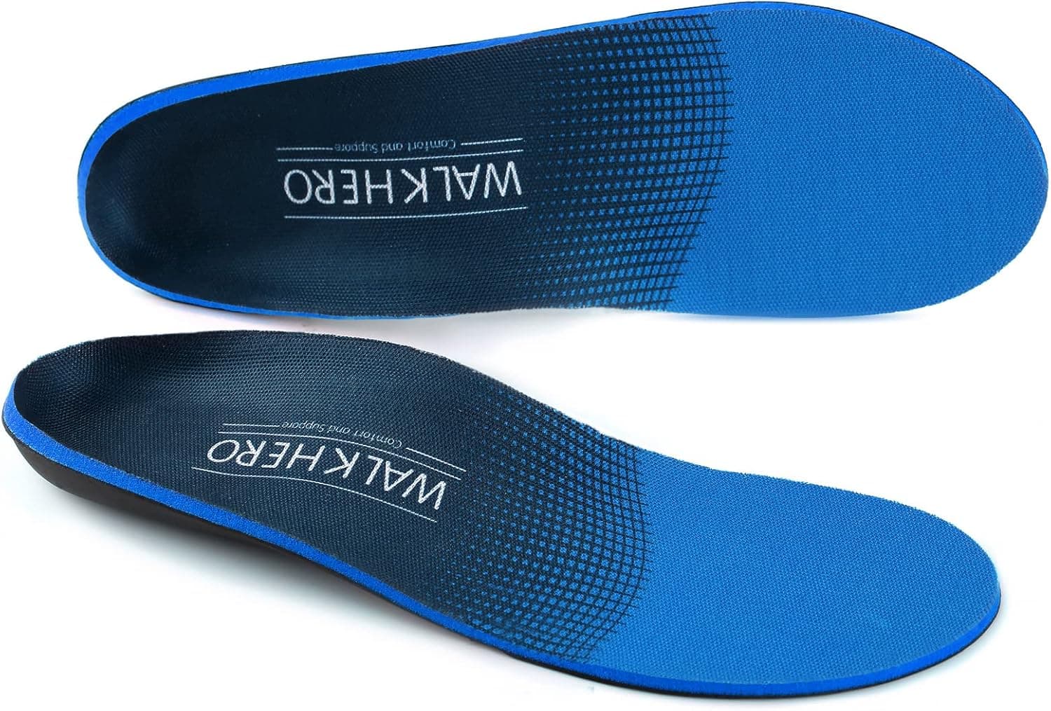 WalkHero Plantar Fasciitis Insoles, Arch Support Inserts for Pain Relief | Orthotics Inserts for Flat Feet, Relieve Foot Fatigue, Standing All Day Work Boot Insole (Mens 10-10 1/2 | Womens 12-12 1/2)