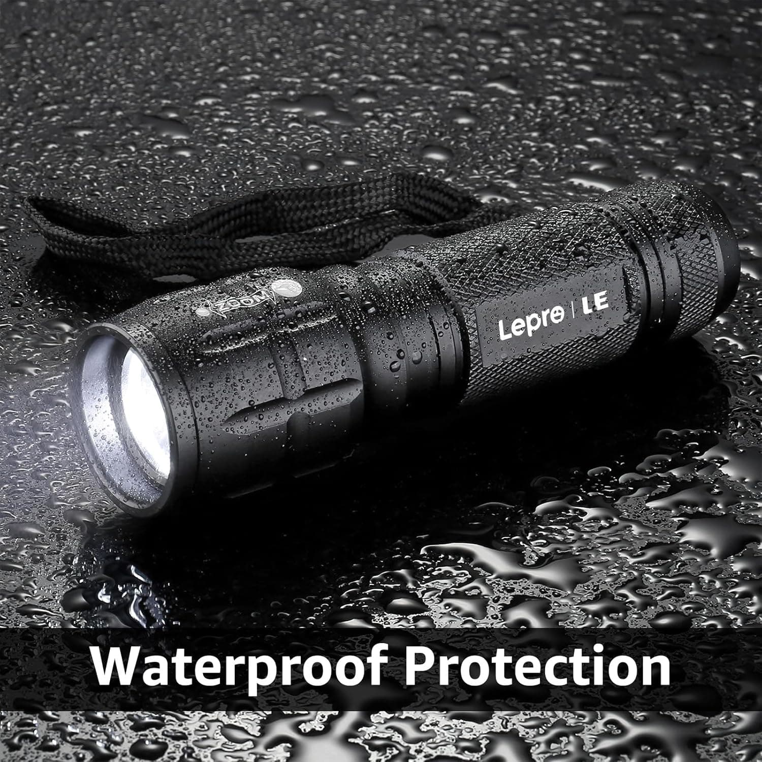 Lepro Lighting Ever LED Flashlight, High Lumens Waterproof Adjustable Focus | Small, lightweight. For outdoor, camping, emergency, tactical use. AAA batteries included. Adjustable zoom focus.
