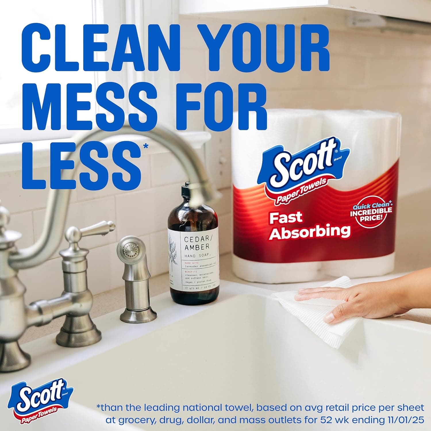 Scott Paper Towels, Choose-A-Sheet, 6 Double Rolls, 108 Sheets Per Roll