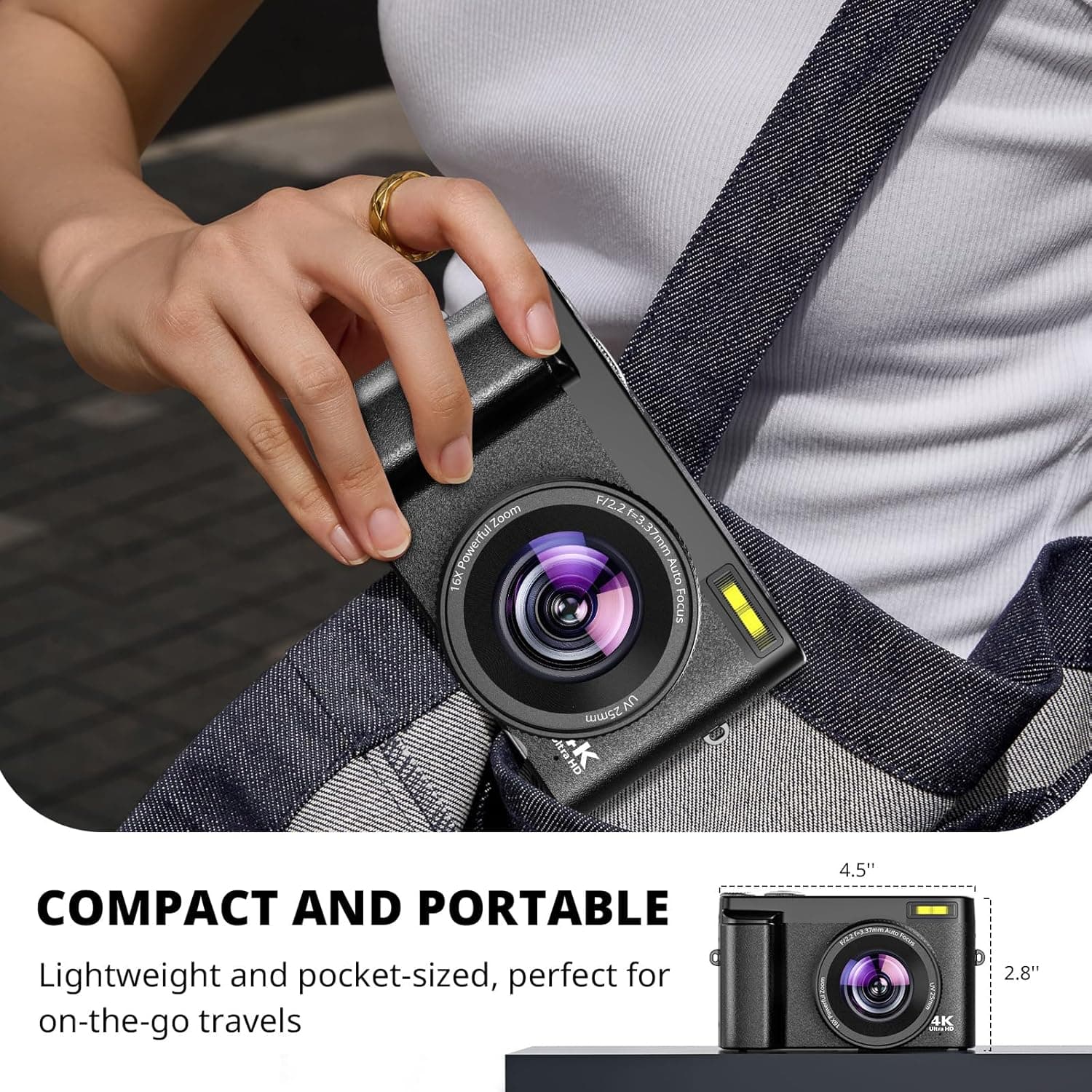 4K Digital Camera for Photography Autofocus, 2026 Latest 48MP Vlogging Camera for YouTube with SD Card, 2 Batteries, 3" 180°Flip Screen Compact Travel Camera for Teens with 16X Zoom,Black