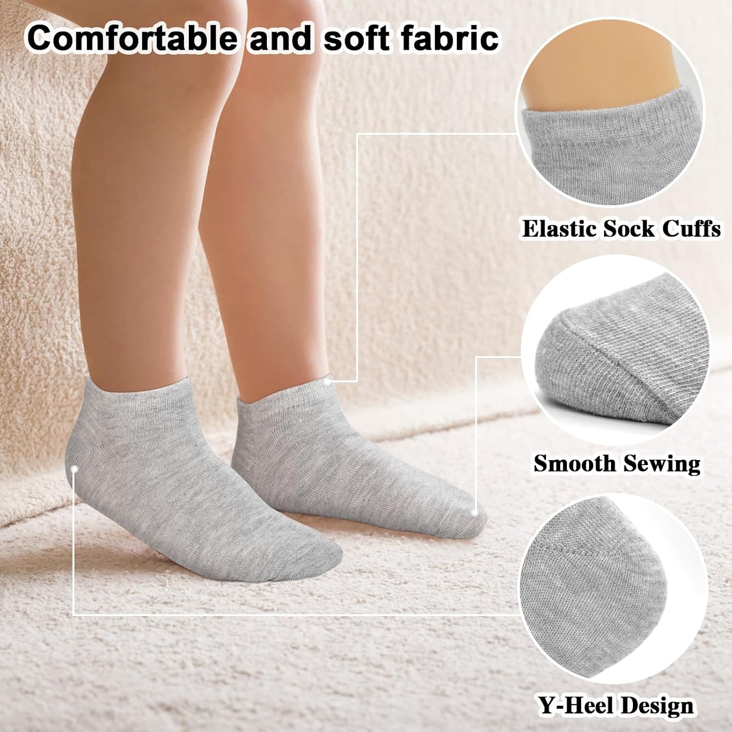 ZERULETS Kids Socks, 20 Pairs Boys Girls Low Cut Ankle Socks 1-13 Years | Short School Athletic Socks for Toddler, Soft, Breathable, White, Black, Grey, Fit for Daily, Casual, Sport