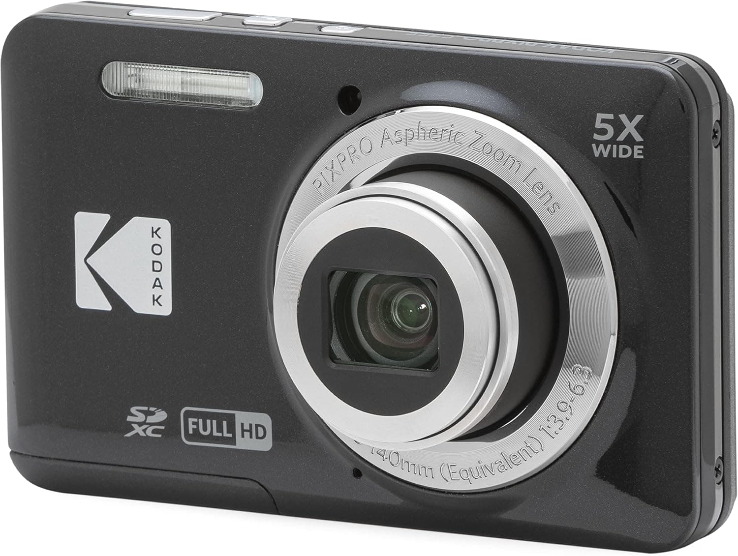 KODAK PIXPRO FZ55 16MP Compact Digital Camera, 5X Optical Zoom, Black | 1080p Full HD Video, 28mm Wide Angle Lens, 2.7 Inch LCD, Point and Shoot, Vlogging Camera, Li-Ion Battery