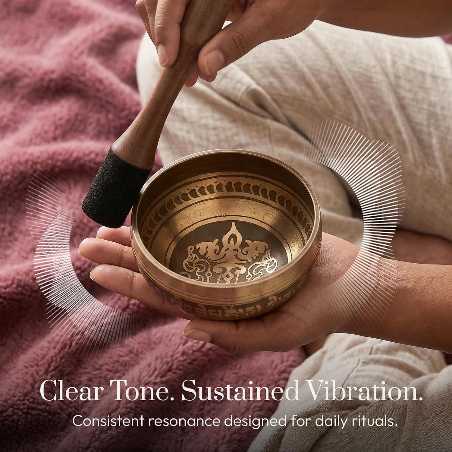 Tibetan Singing Bowl Set – Easy to Play & Beginner Friendly Meditation Bowl with Cushion & Mallet | Stress Relief & Mindfulness | Gift-Ready