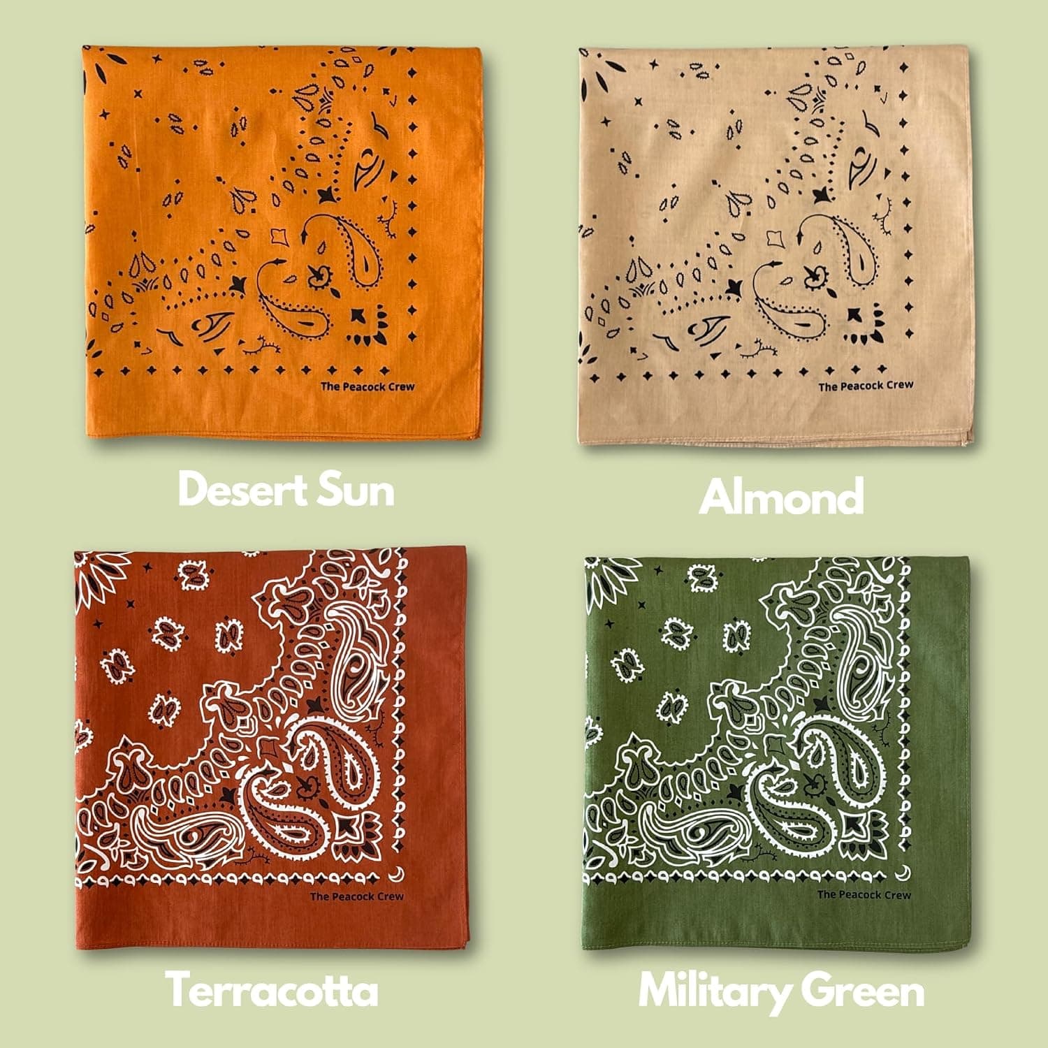 The Peacock Crew Premium Soft Cotton Bandanas Pack for Men and Women Paisley 22 x 22 inches
