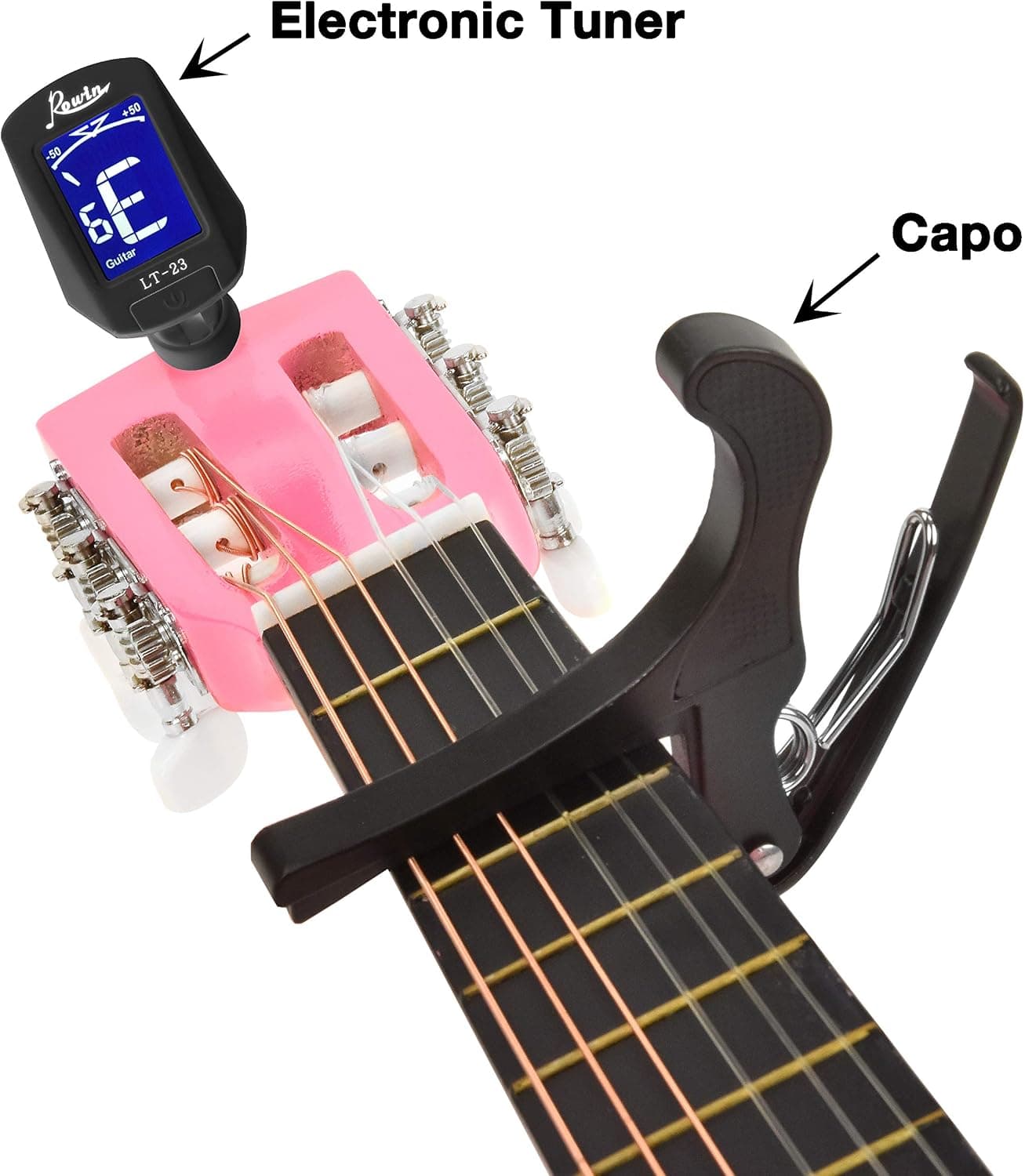 MasterPlay Kids Guitar, 30” Beginner Classical Wood Guitar For Learners, With starter kit, Bag, Strap, Tuner, Pick, Extra String, Cleaning cloth, Christmas, Birthday Gift for Girls Ages 5-12, Pink