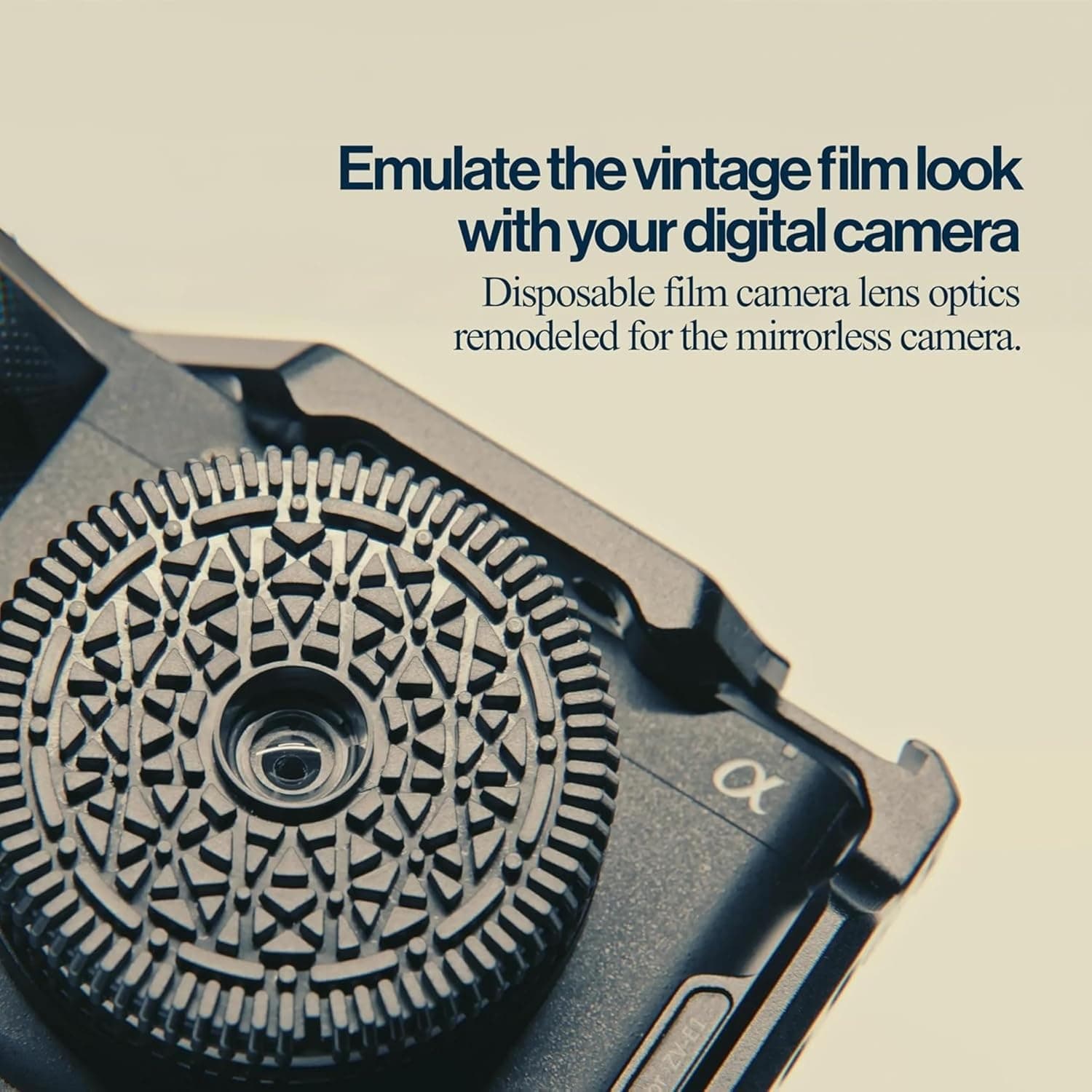 Original Retropia Repurposed Disposable Camera Mirrorless Lens | Unlimited Instant Film-Look Photos | Compact Pancake Lens, 32mm Focal Length & Fixed f/11 Aperture (Sony E-Mount Mirrorless Compatible)
