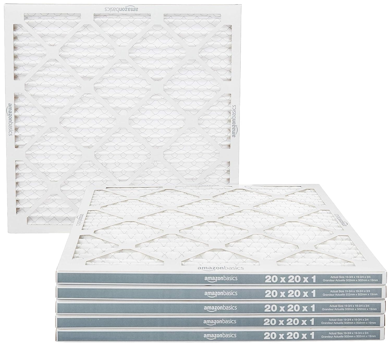 Amazon Basics 20x20x1 Air Filter 6-Pack, MERV 11 AC Furnace Filters, Dust, Pet, Allergen Control , Electrostatic (Actual Size: 19.75 x 19.75 x .75)