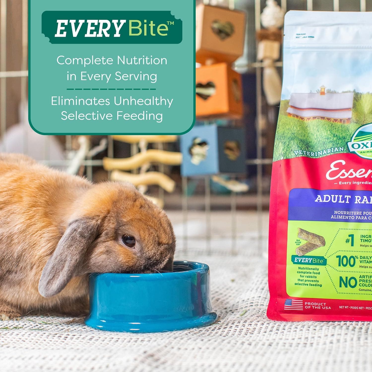Oxbow Essentials Adult Rabbit Food, Timothy Hay Rabbit Pellets, USA, 5 lb